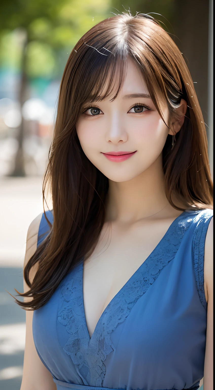 masutepiece, Best Quality, Illustration, Ultra-detailed, finely detail, hight resolution, 8K Wallpaper, Perfect dynamic composition, Beautiful detailed eyes, summer  dress,Medium Hair, mid-chest, Natural Color Lip, Random and sexy poses,Smile,TOKYOcty