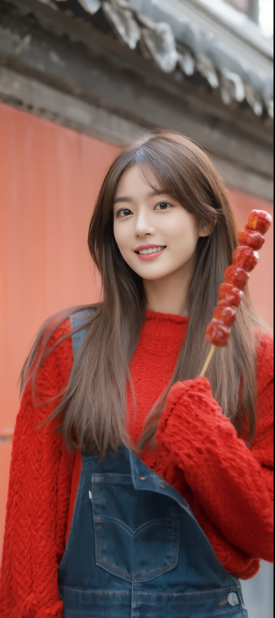 ((Masterpiece, Top image quality, high resolution、alone、shiny skin))(on the table, best quality, actual, super detailed, meticulous, high resolution, 8k wallpaper), Close-up portrait of a beautiful woman, Chariada, smiling, light brown messy hair, Perfect dynamic composition, 美丽meticulous的眼睛, Just like the cover of a fashion magazine, on campus