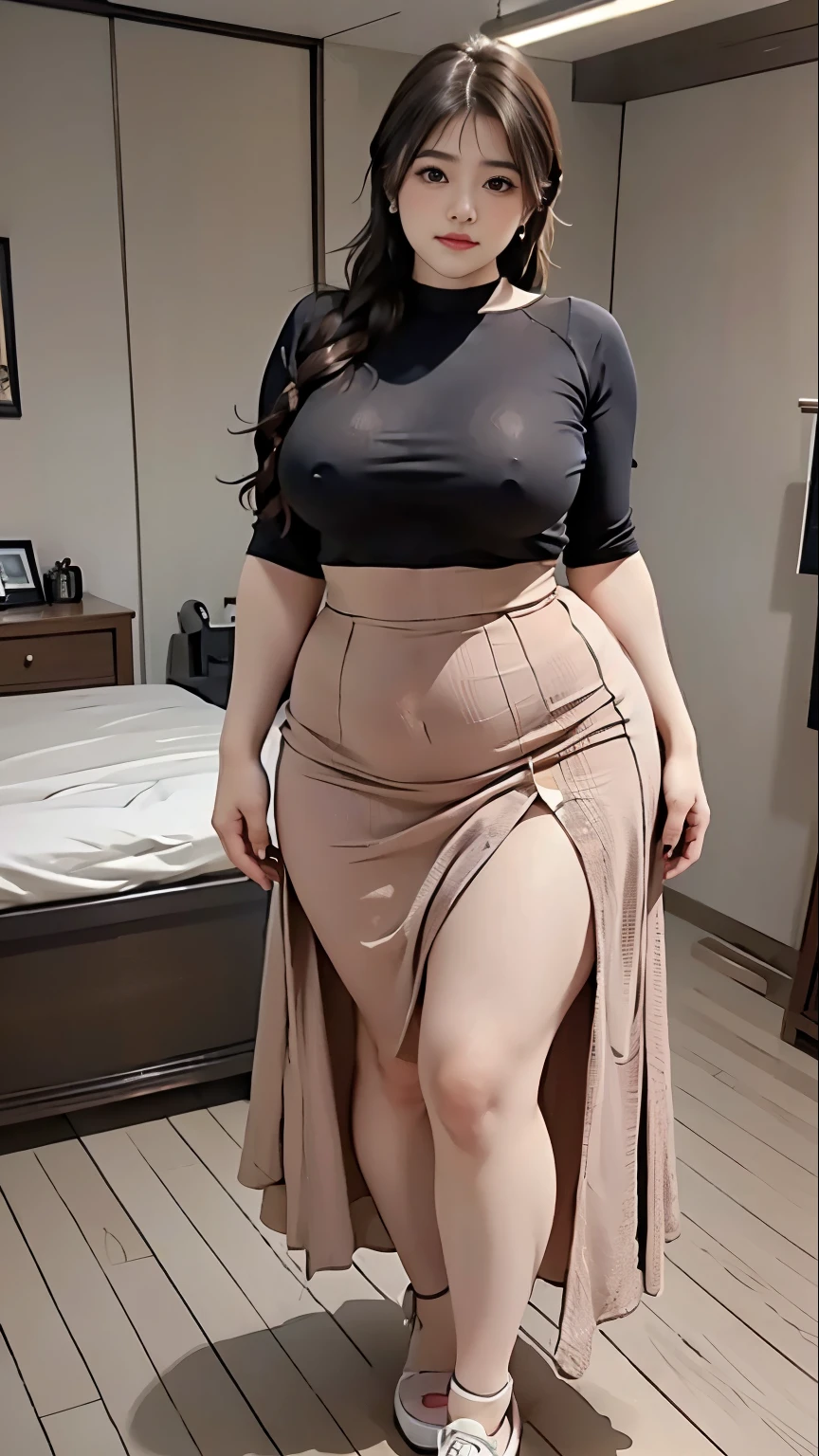 araffe woman thick and long skirt posing for a picture, curvy model,, curvy hourglass figure,  longest hand t-shirt, thicc, beautiful full body shot, soft curvy shape, in a longest hand t-shirt, a beautiful woman open legs , bbwchan, hairy vagina, armpits, there is a old woman posing in a dark room with a maroon burka clothes , 43 years old, thick body, beautiful thick female, wide hips, thick legs, she has a jiggly fat round belly, thick thighs, curvy hourglass figure, thicc, curvy model, widest hips, hyperrealistic full figure, bbwchan, voluptuous body, thick, tattooed body, tattooed hands, hena on arm, hena in belly, Burka girl, muslim clothes, 43 years old woman. Burka chubby woman, chubby cheeks, wearing a sneakers, bob hairstyle, thick neck, short neck, there is a woman random pose red-brown hijab, bbwchan, thicc, brown hijab outfit, brown hijab fashion model, korean girl, korean woman, wearing brown robe, full length shot, alluring plus sized model, japanese goddess, clothed in hooded, voluptuous and arousing, portrait shot, curvy model, voluptuous body, wonderful, nene tanaka body , bbwchan, The overall atmosphere is smooth , haunting illustrations, extremely high-resolution details, photographic, realism pushed to extreme, fine texture, 4k, ultra-detailed, high quality, high contrast, red sneakers , cold atmosphere ,, 8k resolution , ultra-detailed resolution , wearing long skirt