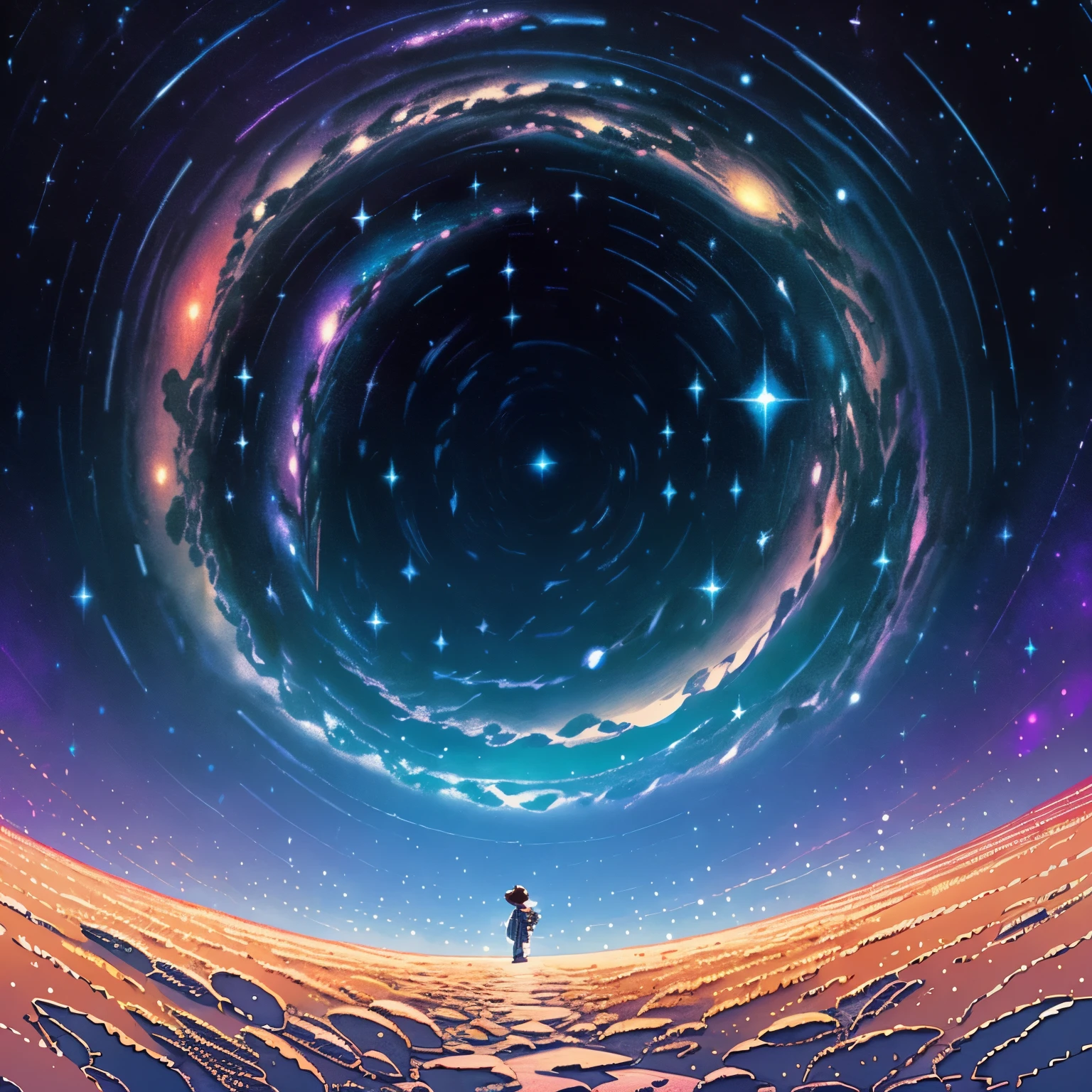 Beautiful pictures of the starry sky, Milky Way, cold color, kickster, cartoon style, 2D Graphics, 8 bit color, Game Background, loop parallax