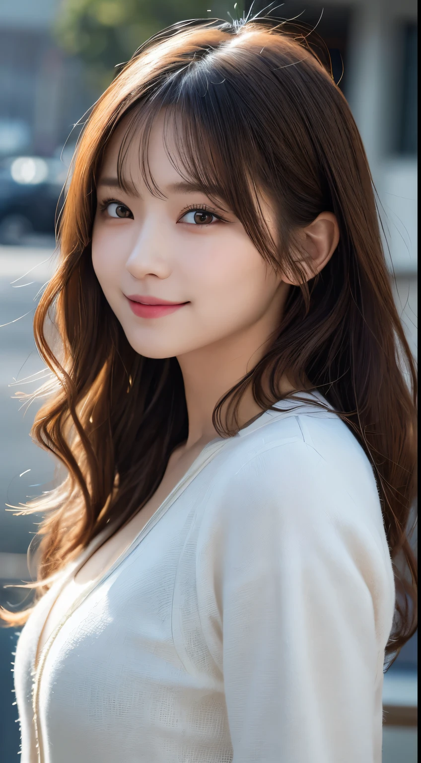 masutepiece, Best Quality, Illustration, Ultra-detailed, finely detail, hight resolution, 8K Wallpaper, Perfect dynamic composition, Beautiful detailed eyes, Down jacket,Wavy Hair,Small breasts natural color lip, Bold sexy poses,Smile、20 years girl、Cute、Sexy shot looking at camera,Raw photo,disheveled hair