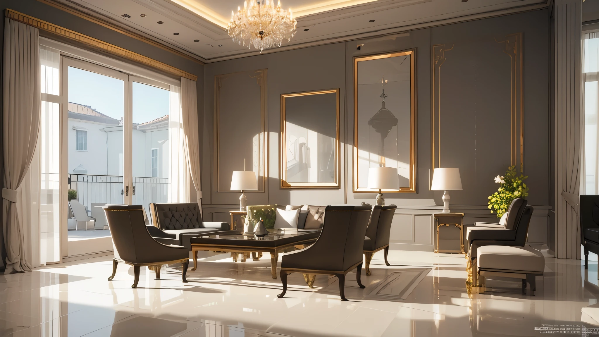 You are a famous interior designer、You have been asked to create a 3D image of a modern large room. Create a harmonious environment with modern and minimalist furniture. Including garden interior.
