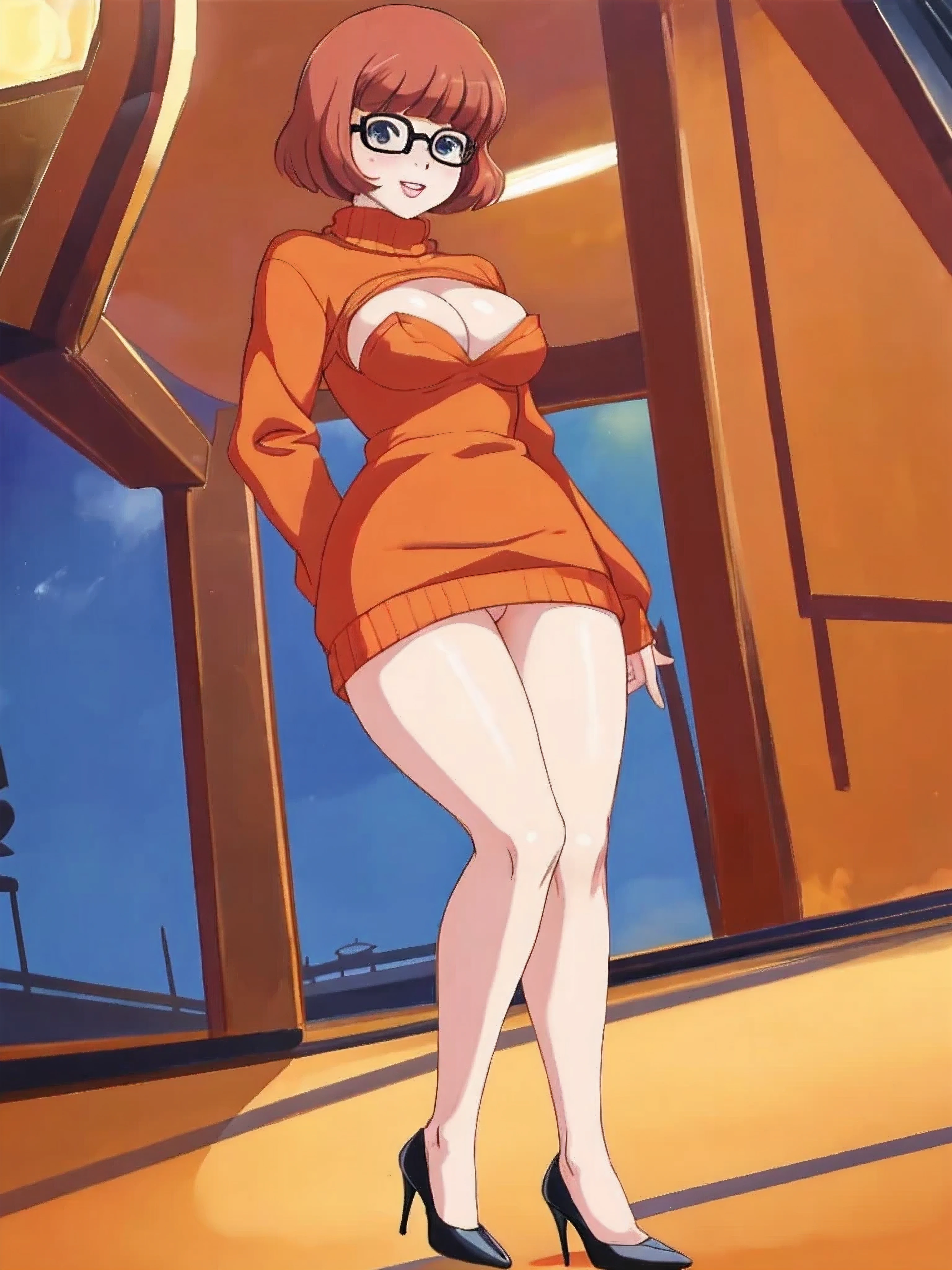 Velma Dinkley, piernas, Muslos, tacones altos, Pussy view, desnudo, tetas