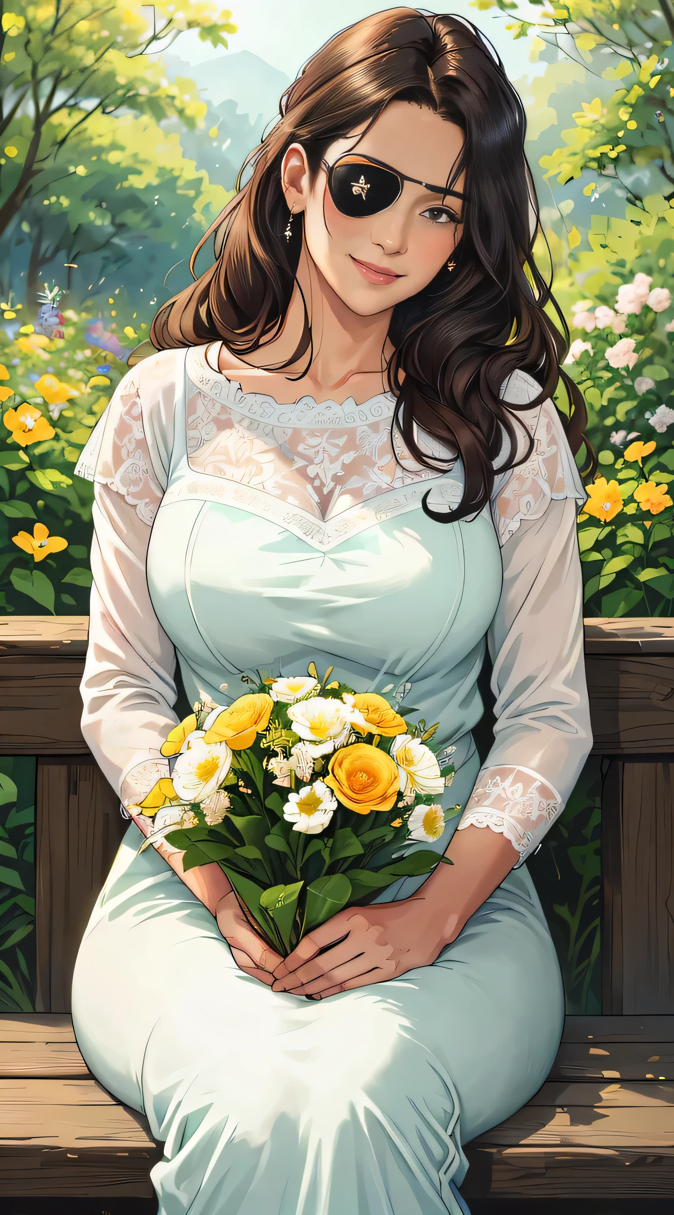 Add a eye patch covering her right eyes