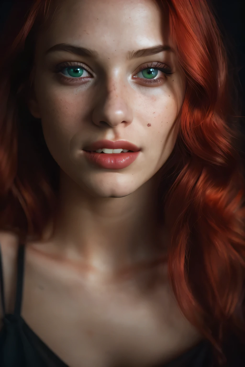 A close up of a woman with red hair and green eyes - SeaArt AI