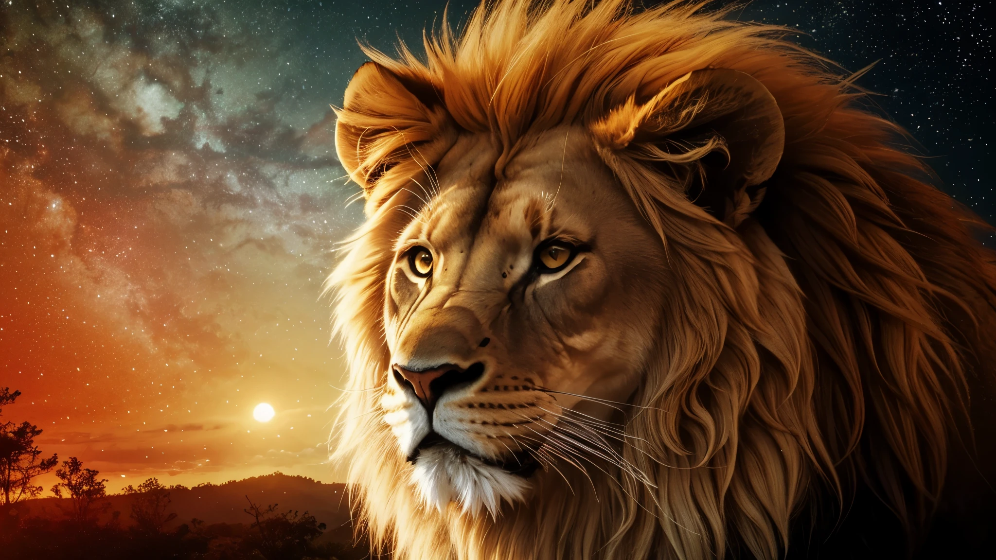 Lion, Divine Lion, naturais, Natureza, Natureza, Linda, renderizado, fotorrealista, UltraHD, 4k, texturasdetalhadas, thunders, sombras detalhadas, cores detalhadas, por do sol, sol se pondo, Sunset, Natureza Linda, Great Divine, por do sol, contraste detalhado, contraste realista, high resolution, cores detalhadas, fogo, eletricidade, divina criatura, 8k, Detailed Realistic, 16K, 8K, HD, contraste detalhado, contraste realista, high resolution, cores detalhadas, fogo, eletricidade, divina criatura, 8k, Detailed Realistic, Elegante, 