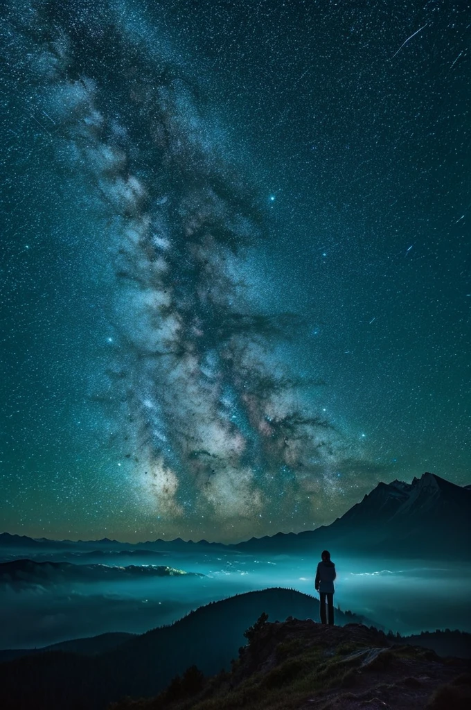 highest quality,starry skies,beautiful night sky,Beautiful starry sky,Mountain