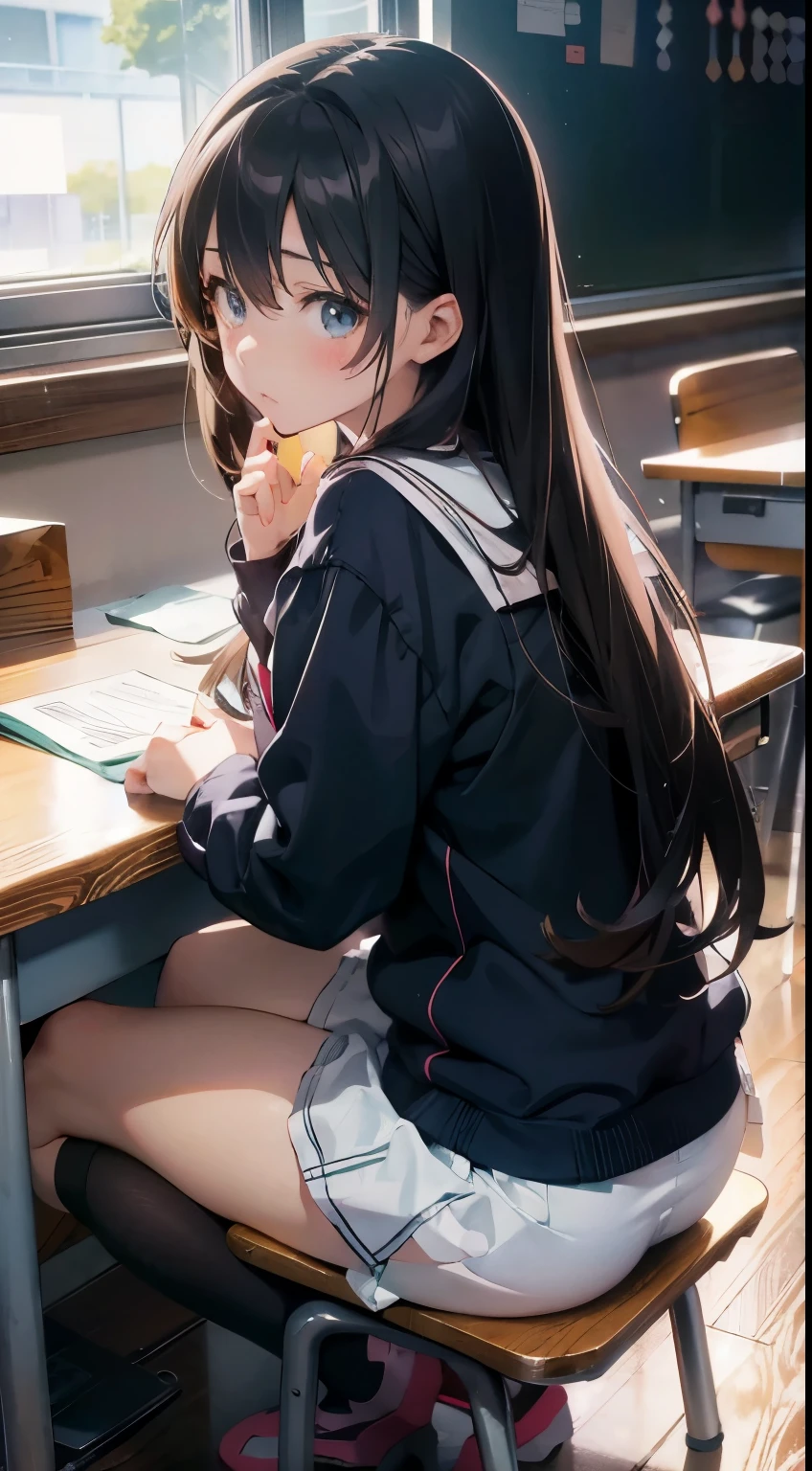 Anime Girl Sitting At A Desk Eating A Donut SeaArt AI anime-girl-sitting-at-a-desk-eating-a-donut-seaart-ai