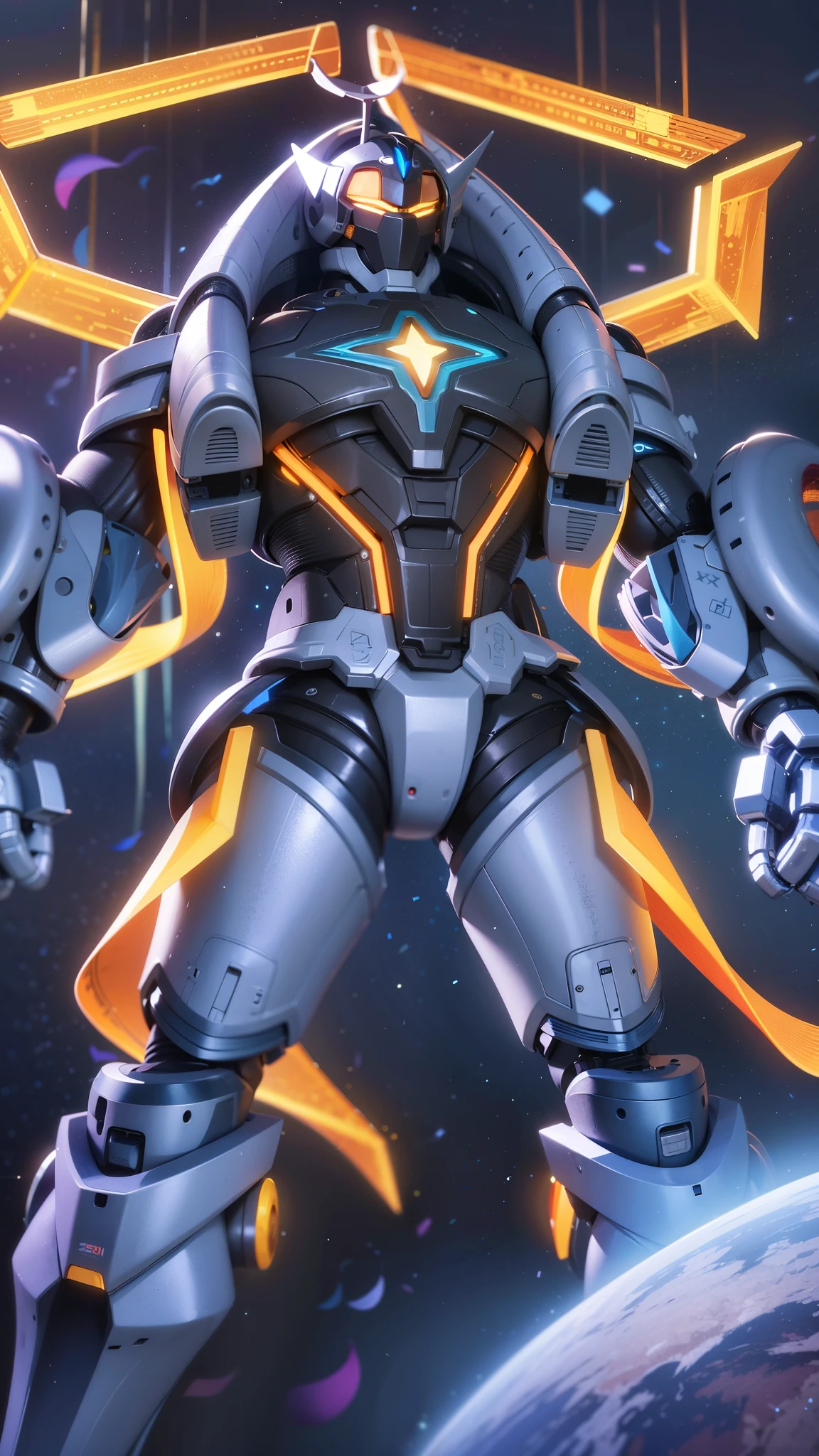 Sentinel, futuristic Robot, star on chest, shining body, 8K quality, High resolution, super detail, realistic, Raw photo