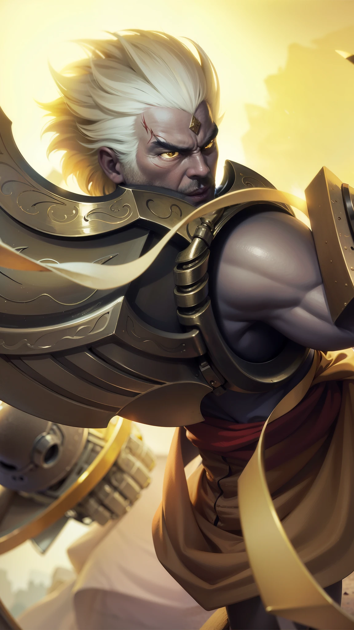 a close up of a man with a helmet on holding a sword, gatotkaca, young handsome, angry, masterpeace.