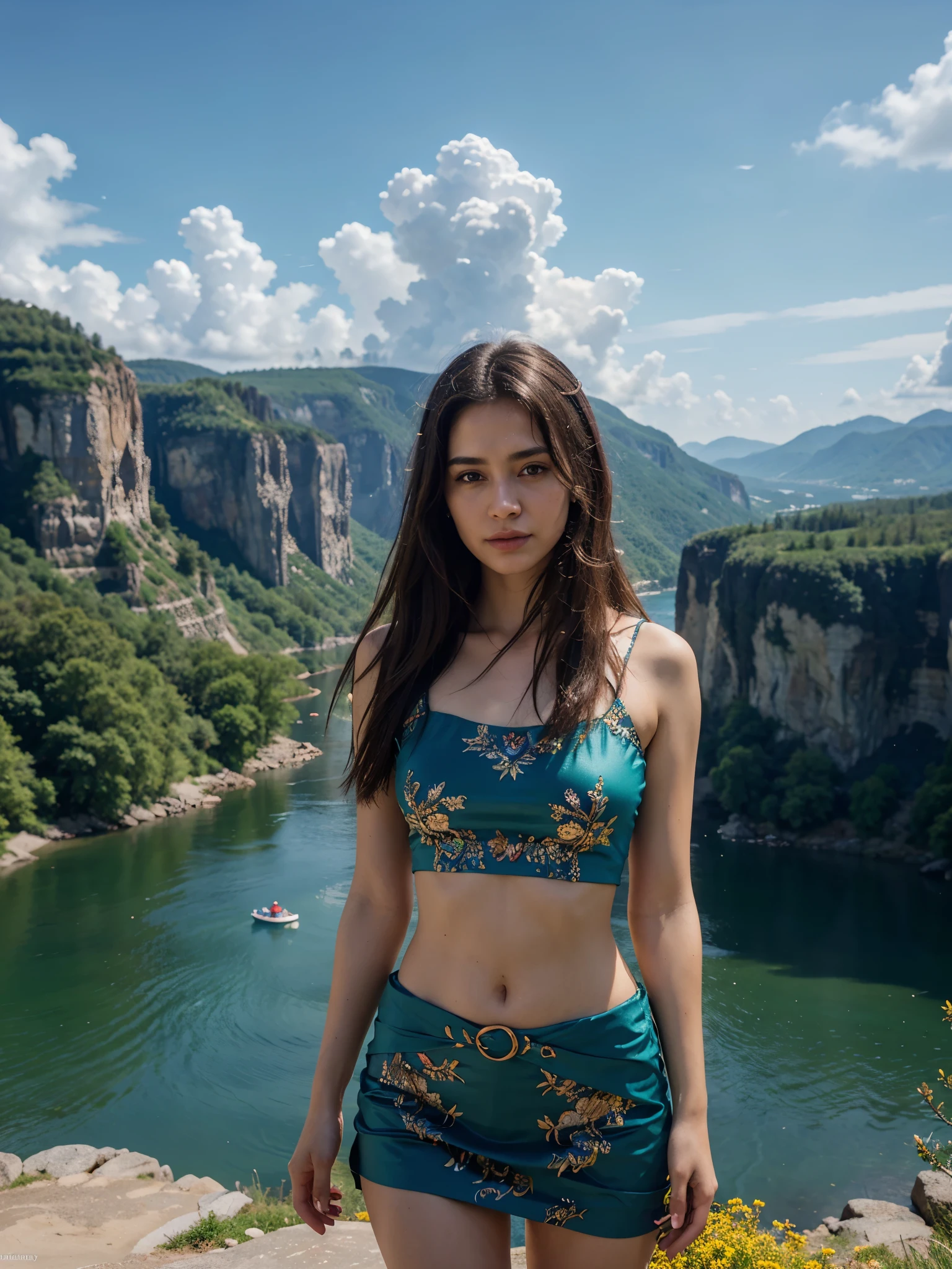 Masterpiece, best quality, high quality, extremely detailed CG unity 8k wallpaper, landscape, outdoor, sky, cloud, sky, no humans, mountain, landscape, water, tree, blue sky, waterfall, cliff, nature, lake, river , cloudy skies, award winning photography, bokeh, depth of field, HDR, bloom, chromatic aberration, photorealism, very detailed, trending on artstation, trending on CGsociety, intricate, high detail, dramatic, midjourney art