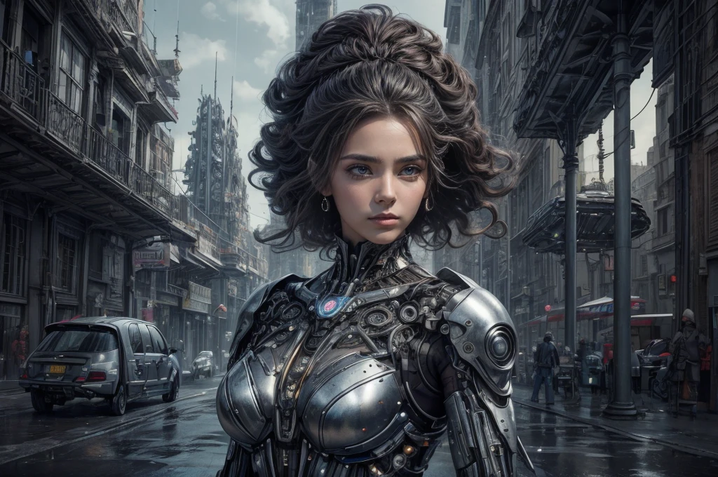 motor irreal:1.4,UHD,La mejor calidad:1.4, fotorrealista:1.4, textura de la piel:1.4, obra maestra:1.8,A mechanical girl of the future,Metal reluciente,Brilliant robotic movements,ethereal,futuristic tech,Inteligencia artificial avanzada,Cityscape illuminated with neon lights,Metal exoskeleton,rasgos faciales altamente detallados,brillantes ojos LED,Meticulously crafted faux leather,Moda futurista extravagante,flotando sobre el suelo,Explorando el paisaje urbano,futuristic tech,Exquisite craftsmanship,Metal limbs with intricate designs,Seamless integration of humans and machines,surrealista,Otherworldly atmosphere,Utopian cityscape in the backdrop,Armamento avanzado integrado en su cuerpo,emitiendo un brillo suave y vibrante,Mirada expresiva y cautivadora,Fuerza sobrehumana y agilidad,Adoptar una postura de confianza y poder,High-resolution portrait with vibrant colors and intricate details,impresionante,Impresionantes obras de arte. (La mejor calidad,4k,8k,Altas Resoluciones,obra maestra:1.2),ultra detallado,(realista,fotorrealista,fotorrealista:1.37),HDR,UHD,Studio lighting,Pintura ultrafina,sharp focus,physically based representation,extreme detail description,profesional,vivid colors,Bokeh,retratos,Artistas conceptuales, full length, Street, rain