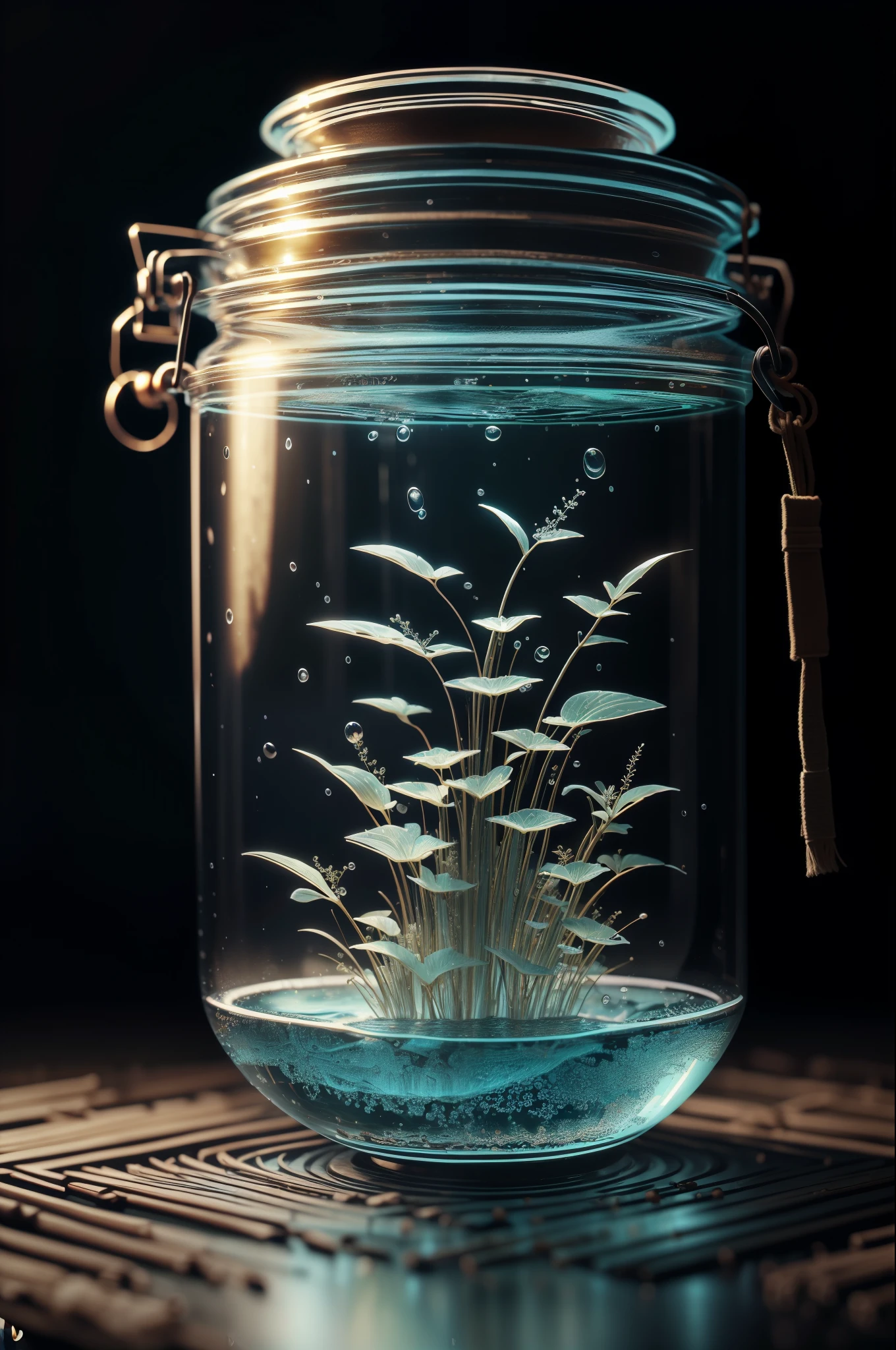 "内部に天然のwater生植物を含む高品質のクリスタル彫刻, goldfish, water, shine, fantasy, incredible details, masterpiece, better quality, rtx, 4K, 8K,".