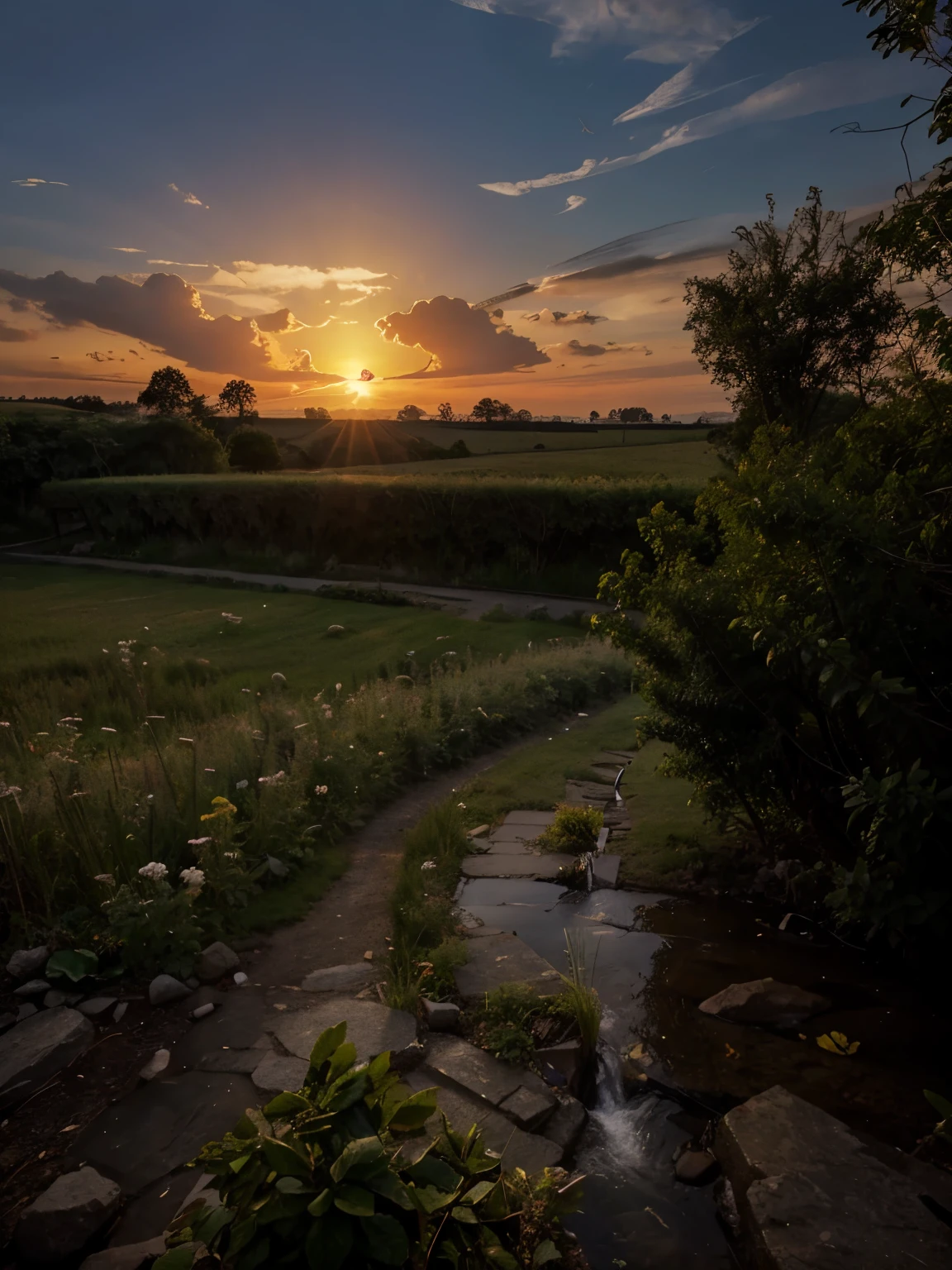 Beautiful garden mountain rivers