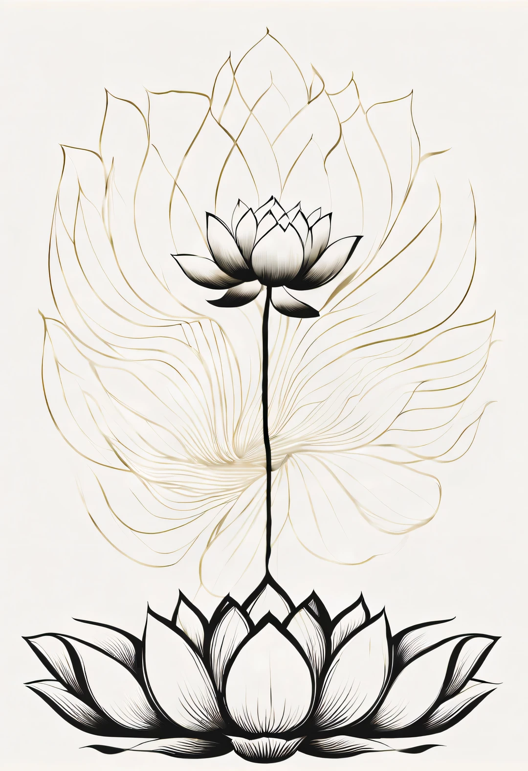 a buddha&#39;s holding lotus in hand，contour，line art，Minimalist Chinese ink painting，contour，line art，Minimalist Chinese ink painting