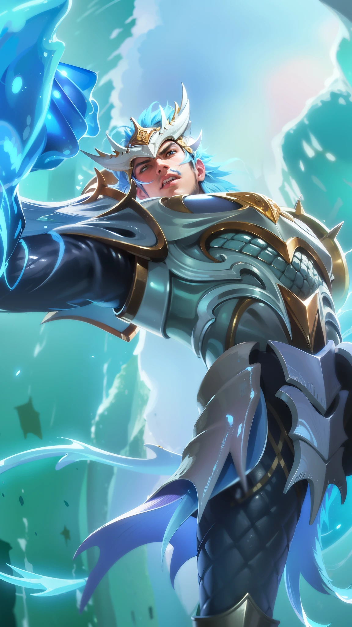 a close up of a man with a helmet on holding a sword, gatotkaca, young handsome, angry, masterpeace, 8K quality, High resolution, super detail, realistic, Raw photo.
