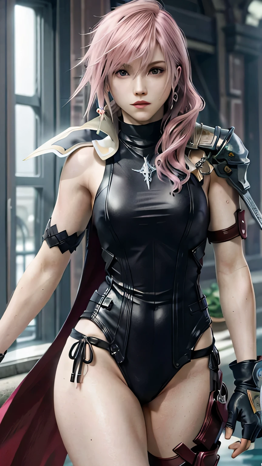 (masterpiece, highest quality:1.3)
Lightning FF13, 1 girl, alone, long hair, pink hair、swimsuit