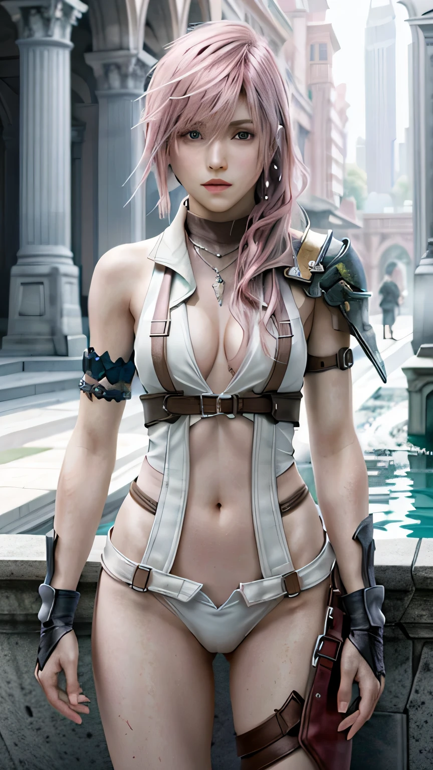 (masterpiece, highest quality:1.3)
Lightning FF13, 1 girl, alone, long hair, pink hair、swimsuit