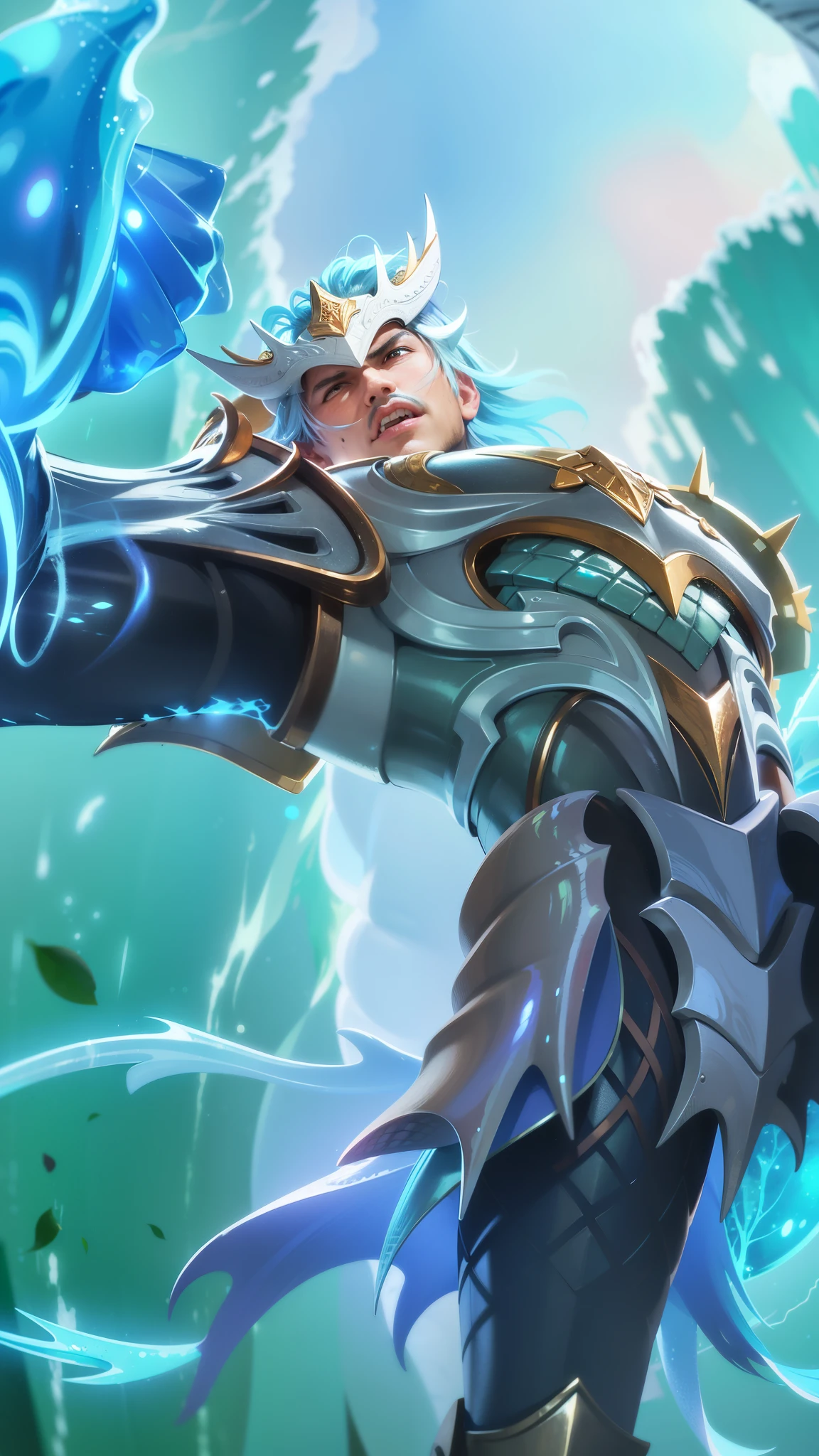 a close up of a man with a helmet on holding a sword, gatotkaca, young handsome, angry, masterpeace, 8K quality, High resolution, super detail, realistic, Raw photo.
