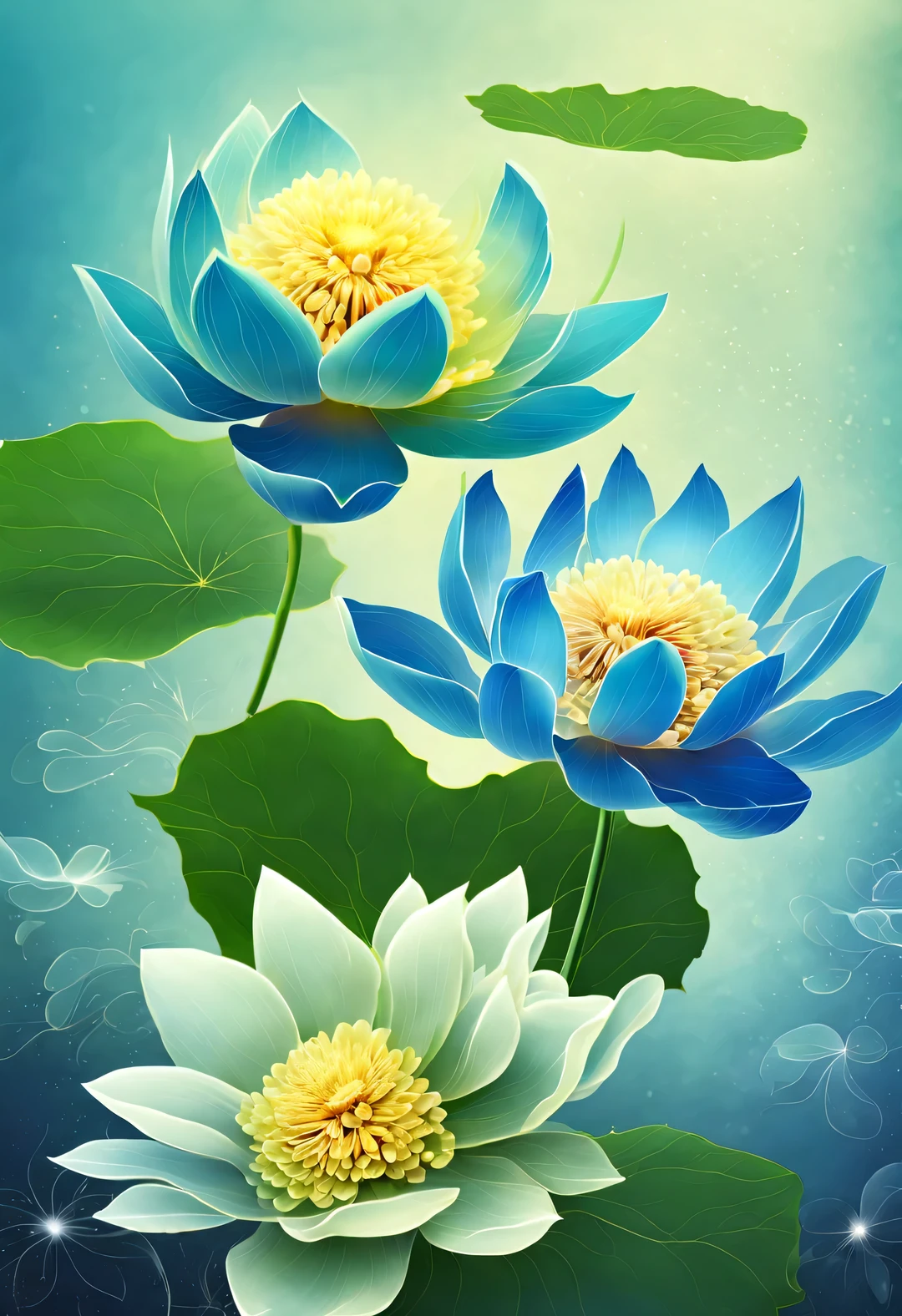 There is a flower that is blue. Its petals are as deep as sea water, His heart is like dew.
There are many green leaves on the branches, There are also many crystal blue lotus flowers. Compared to love,You can feel its loyalty and purity.HD