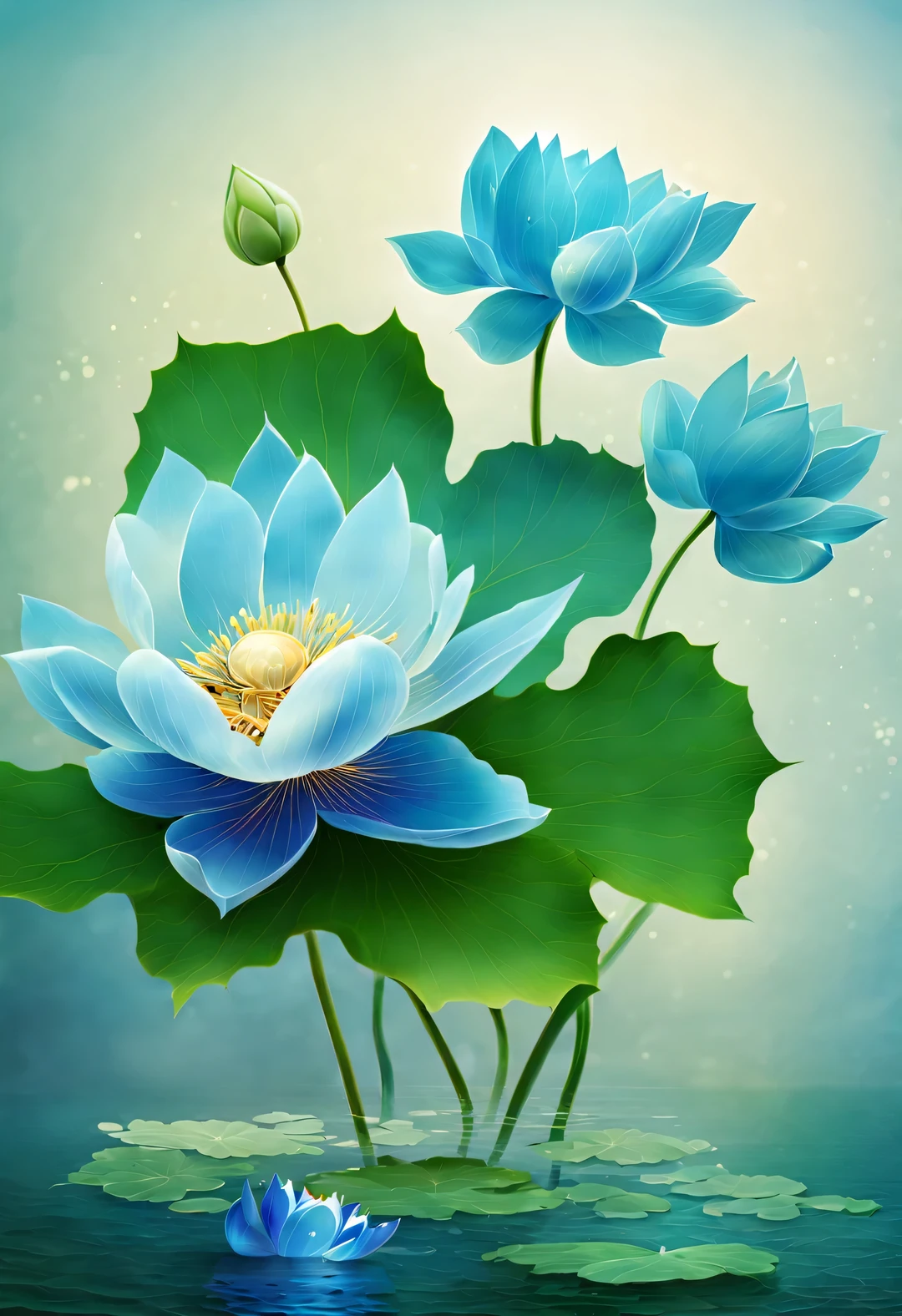 There is a flower that is blue. Its petals are as deep as sea water, His heart is like dew.
There are many green leaves on the branches, There are also many crystal blue lotus flowers. Compared to love,You can feel its loyalty and purity.HD