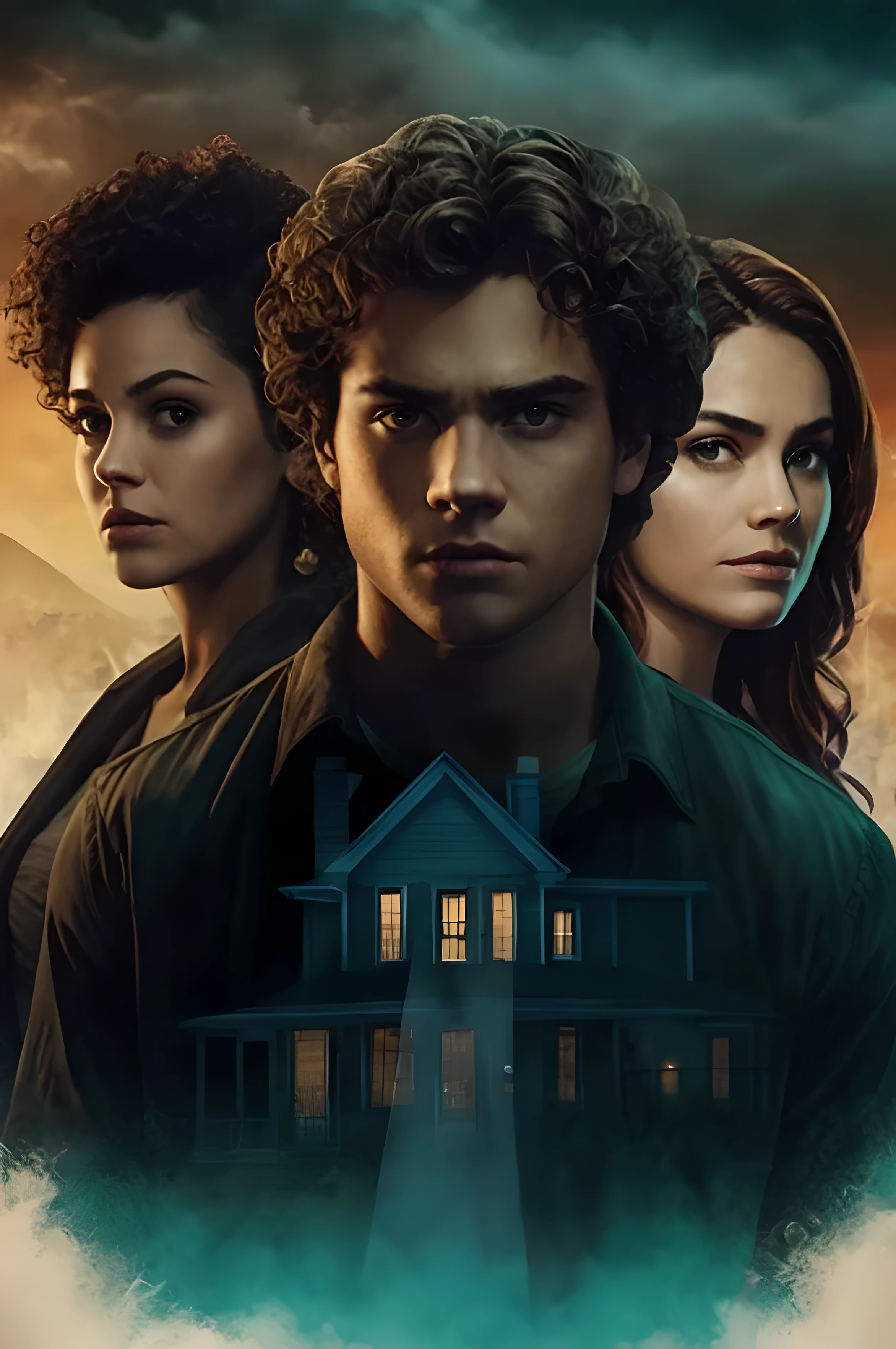 a poster of the movie house on the hill, horror”, horror ”, tv show, tv series, movie promotional image, netflix series, promotional image, 2 0 1 9, 2019, riverdale, premiere, promotional art, from netflix's arcane, (fire), promo image, series on netflix, edited, key art, inspired by Jacob More, netflix