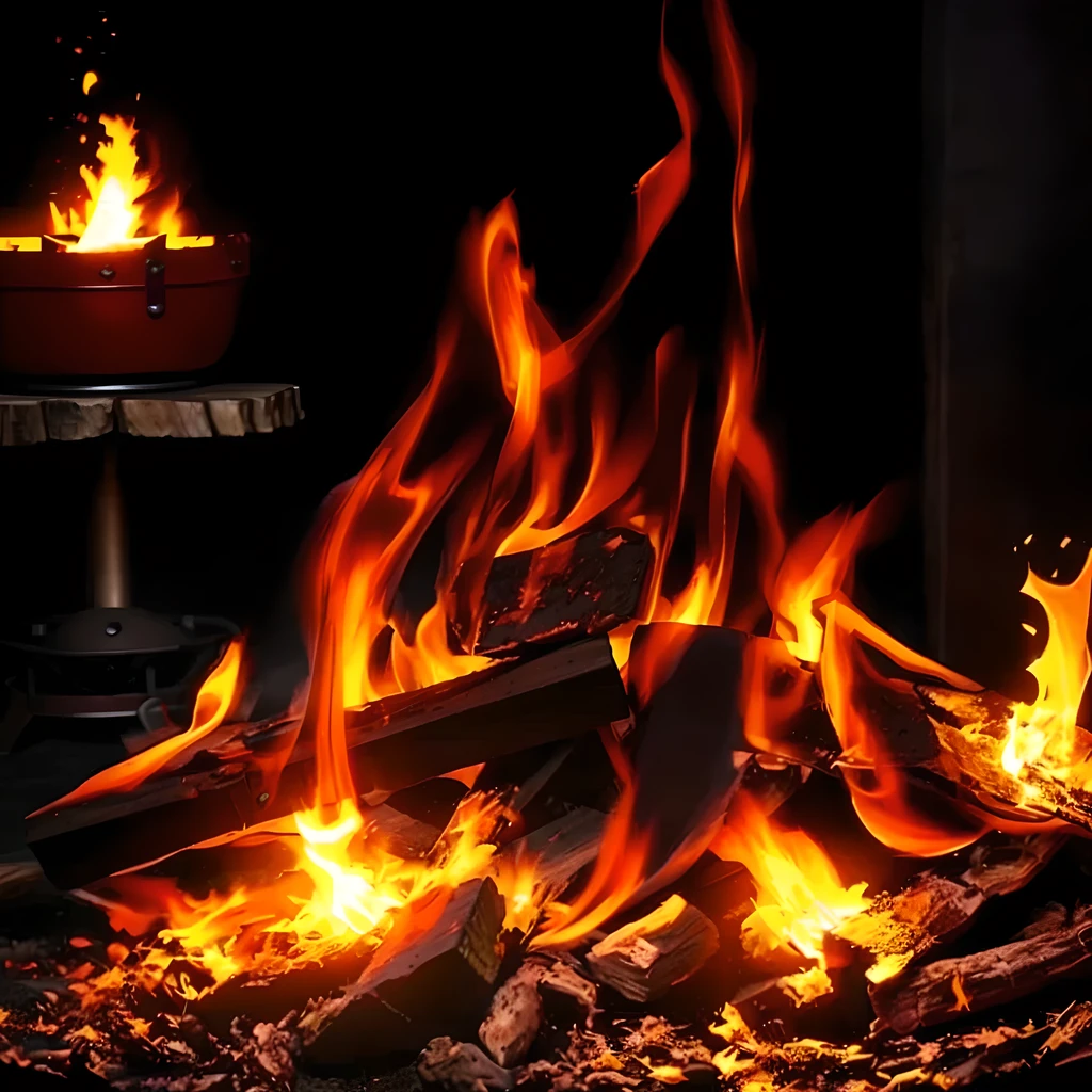Flame is burning in a wooden bowl on a black background, camp fire background, camp fire, camp fire, Shining fire, blazing fire, bright orange camp fire, 轟音のfireplace, Beautiful fire, at a camp fire at night, fire and flame, camp fire in background, Flame flames on the background, bonfire, blazing fire, fireplace, blazing fire embers