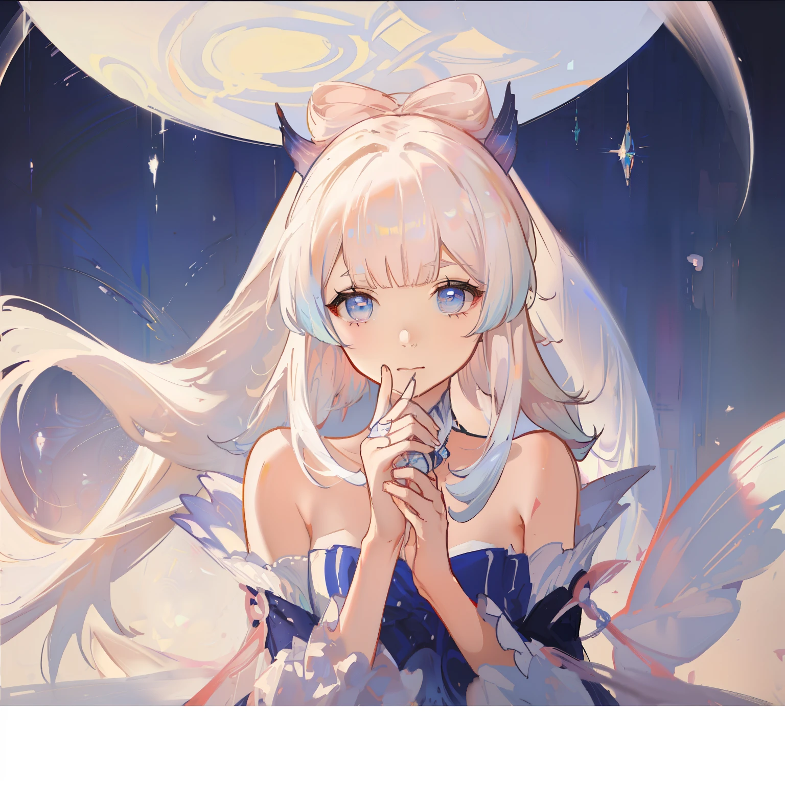 ((masterpiece)), Very detailed, best quality, 8k, (柔Light), Light, Beautiful and delicate eyes, 1 girl, white hair, long hair, Next to a bottle of perfume, elegant, Comfortable, Clean and detailed anime art, Trending on artstart, rainbow colors, milky white, cream dripping on face, illuminate warmly, Soap, (pink and white theme),
