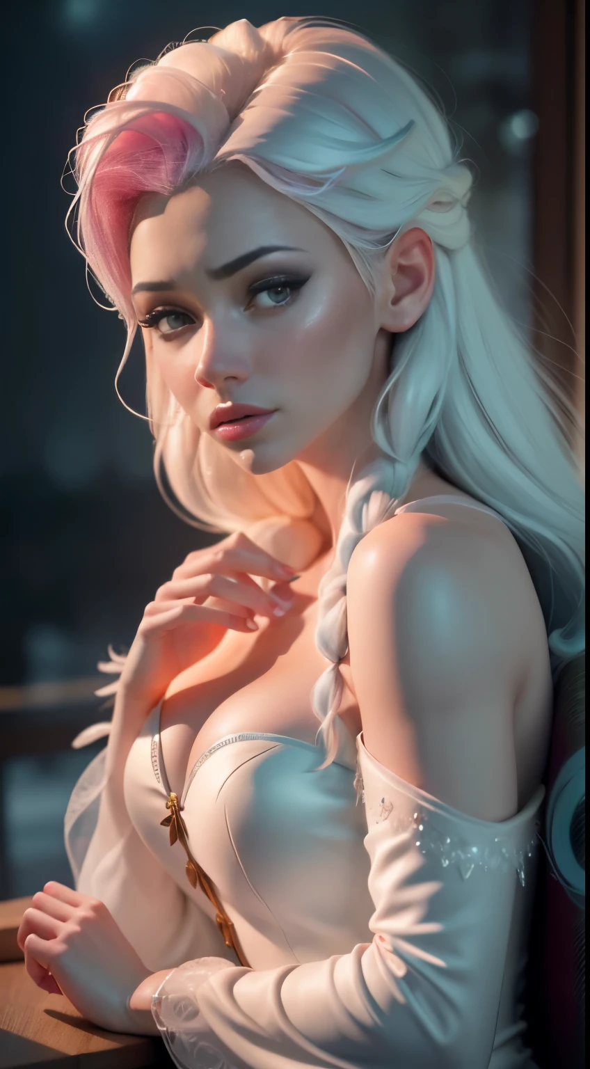 (elsa frozen-rose quartz SU mezclando modelos .) (ultra FUSIÓN) Highly detailed CG unity 8k wallpaper, style shot, complex, high detail, dramatic, highest quality movie still image, very detailed, masterpiece, best quality, character design, Elsa, Elsa from Frozen,Diamante Rosado fusión (( Dark style)), realistic ultra-detailed rendering style, natural light, sharp character design, (hard focus, 8k), (((natural skin texture))), 8k textures, soft cinematic lighting, adobe lightroom, dark room, hdr, Sophisticated, Elegant, Rich Detail, Sharp Focuilm Look) )), Soothing Tones, Detail Frenzy, Intricate Detail, Super Detail, Low Contrast, Soft Film Lighting, Dull Colors, Exposure Blending, HDR, Fade, 35mm, f/1.4, ISO64, f16, 25 sec.