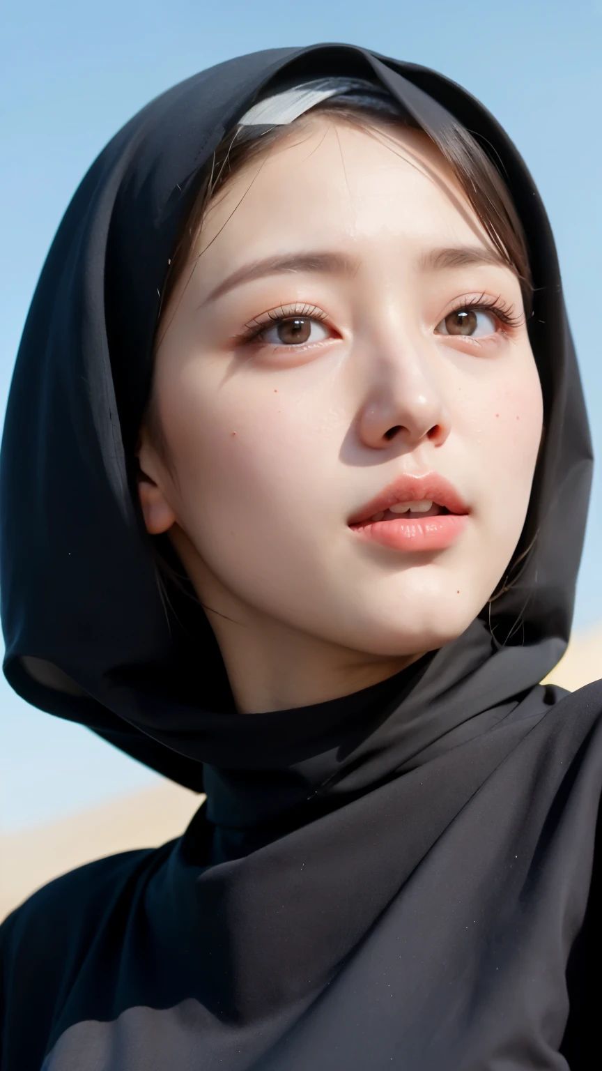 ((Best quality, 8k, Masterpiece :1.37)), (wear hijab girls), girls wear hijab, (girls wearing hijab moslem), beautiful face, face bukkake, 18 years old girls, hair black, ultra detailed face, ultra detailed body, slim body, lips smile, Beautiful detailed eyes, eyes korean, detailed nose, Natural Lip, ((Lips Smile)), face smile, Wear hijab moslem, fancy jubba thobbe, (photo full body), photo taken from below, view of the blue sky, Slim Body, realistic face, backround people hijab 