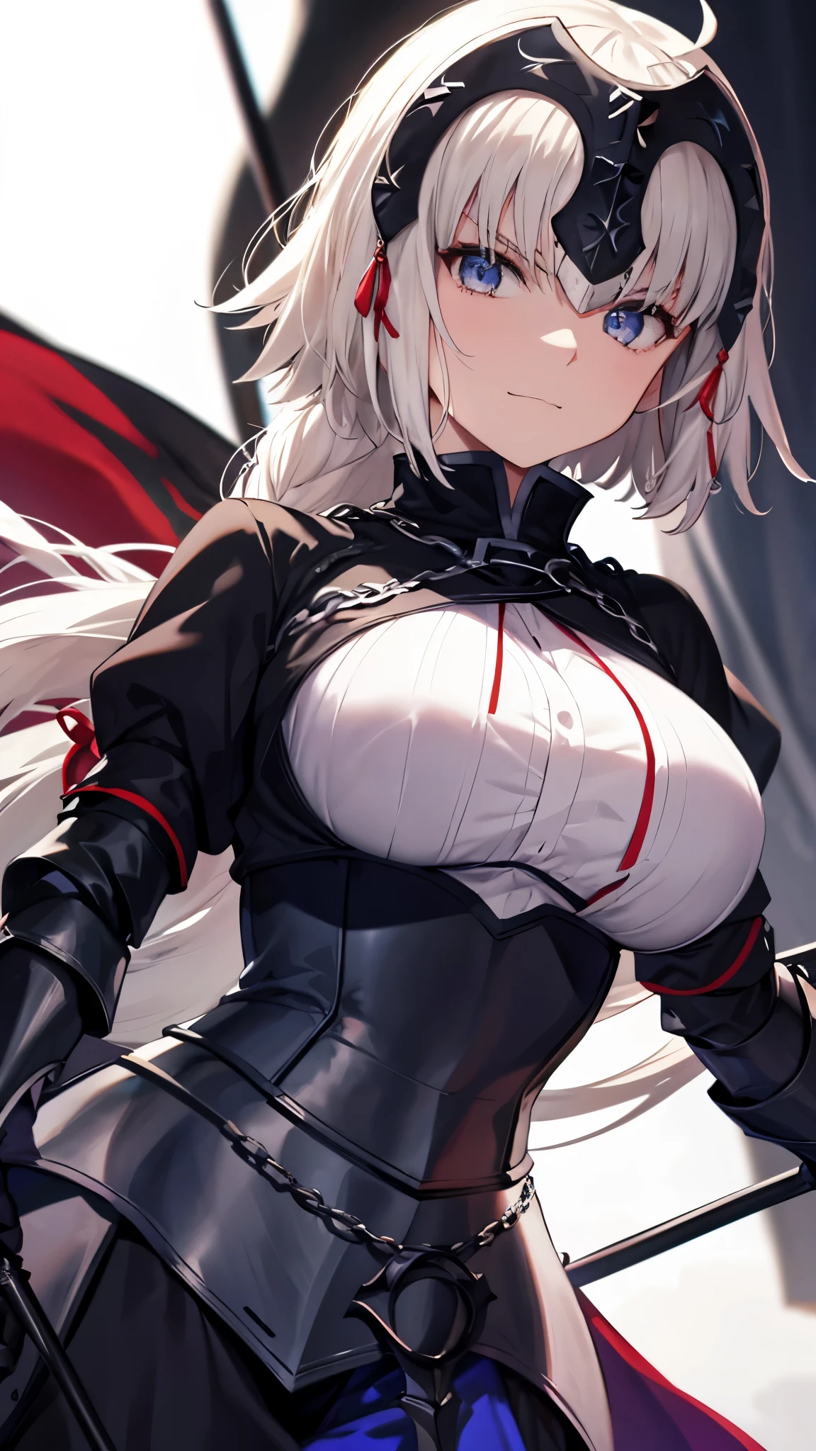 Jeanne D'Arc Alter、close up、smug face、view from below