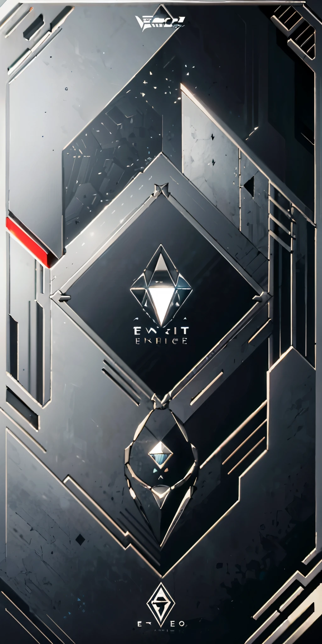 (((vector card of a hollow sci-fi white triangle corporate logo))), ((dark grey background)), country flag, tarot card, futuristic, ((simple design)), (((dark grey sci-fi frame)))，Decorative panels， abstract artistic（tmasterpiece， best qualtiy， A high resolution： 1.4）， Line art, Reflectors， Eau， magick， （tarot cards），Cards，Patterned， Sumeru