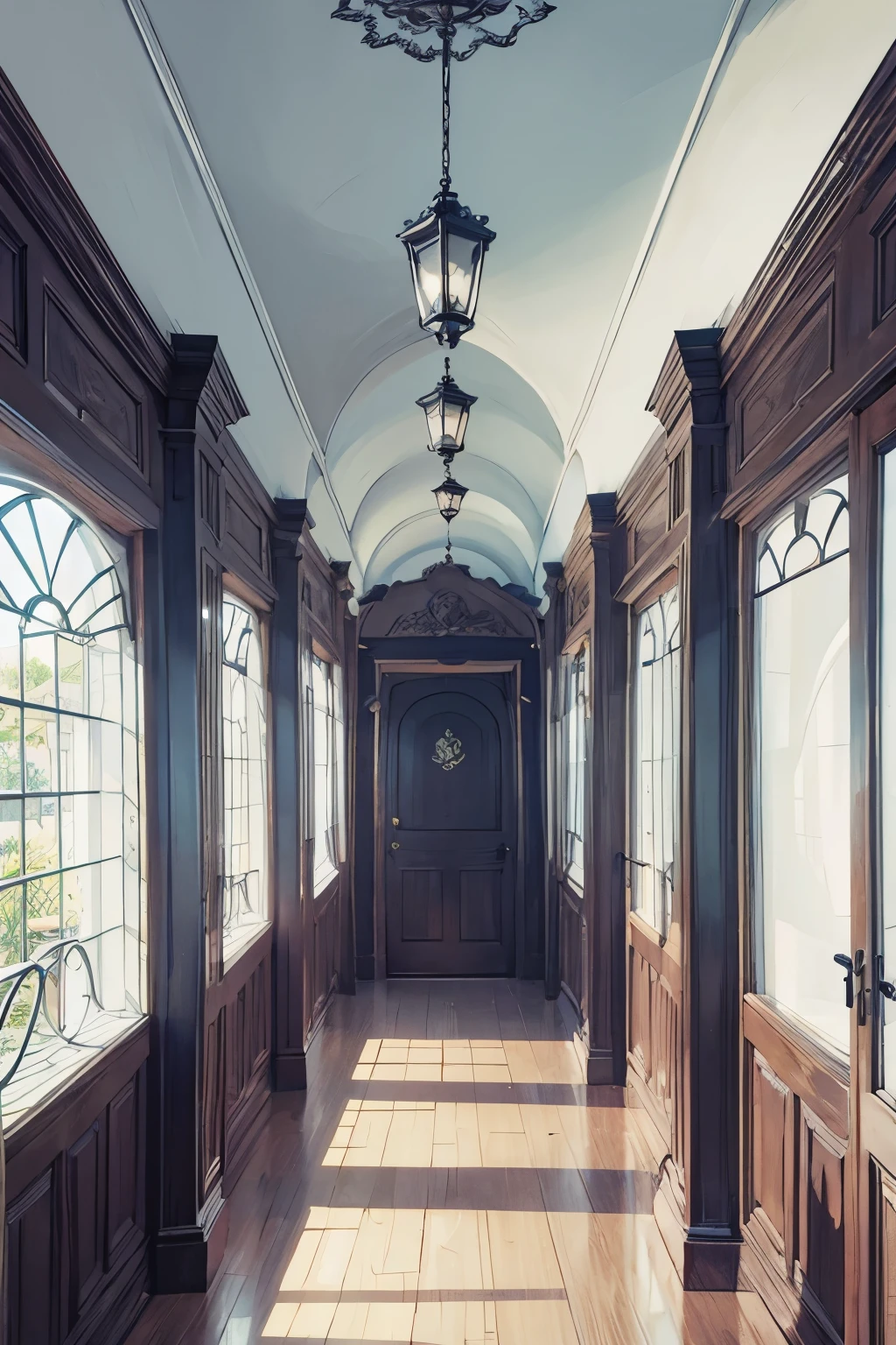 corredor, mansion, anime, background