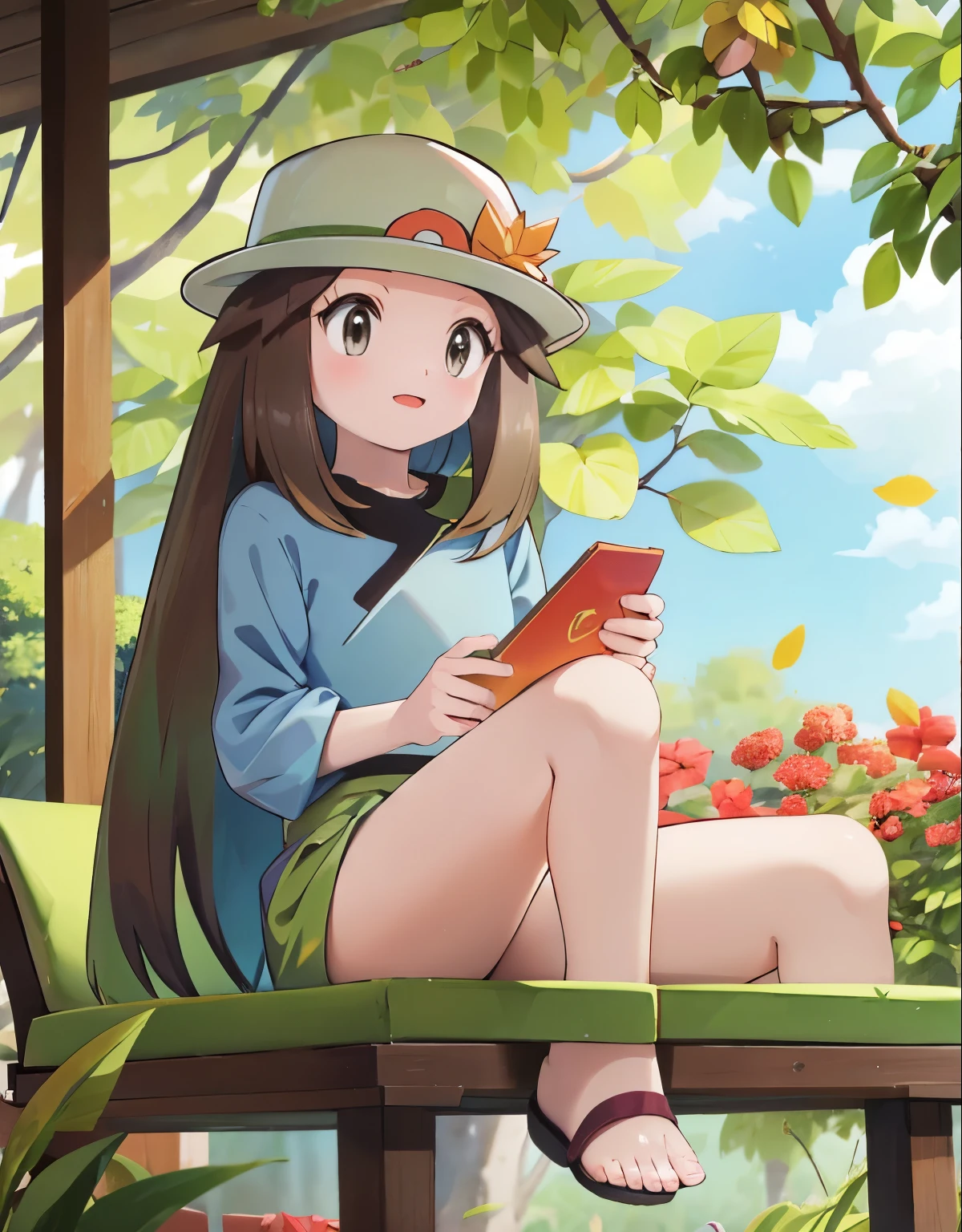 (best quality,ultra-detailed,realistic),nature,greenery,daylight,golden hour light,soft shadows,outdoor scene,serene atmosphere,joyful,bright colors,playful,leafy surroundings,vibrant flora and fauna,autumn colors,crisp air,leaves falling,fresh breeze,relaxed pose,peaceful expression,harmonious composition,park bench,blissful,pokemon trainer,leaf-themed accessories,cheerful interaction with pokemon,fantasy,adventurous,imagination,childhood memories,wholesome,contentment。

注意：为了减少重复劳动，请把这个 prompt （除去.prompt 注释行以外）直接拷贝到下一个任务中去。