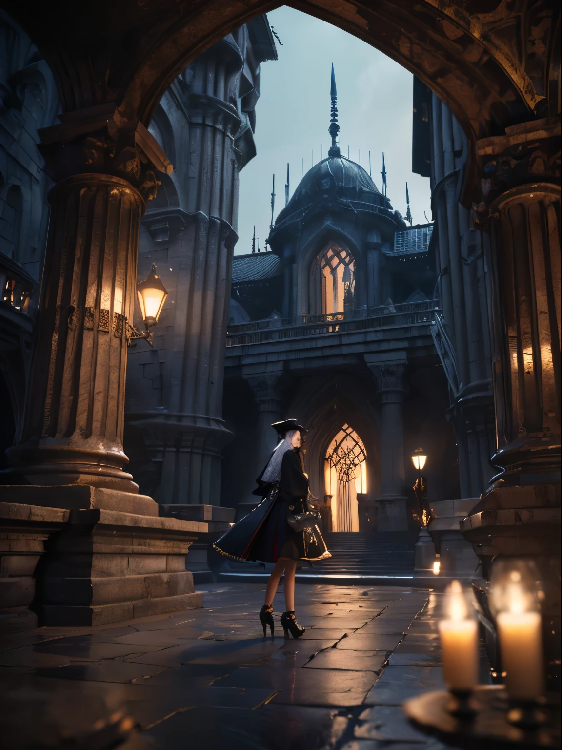 Dark Style Beautiful Underworld Princess Spooky Bad Smile Tattoo Anime 3D Style 3D Dark Night Black Sky Horror ((Cold Complex Skull Accessories )) (Guvez style artwork) ((Black underground palace with huge complex structure in background)) Leica lens Depth of Field (Masterpiece, Top Quality, Best Quality, Official Art, Beauty and Aesthetics: 1.2), (1girl: 1.3), (Fractal Art: 1.3) --V6 --Q2 ---S1000