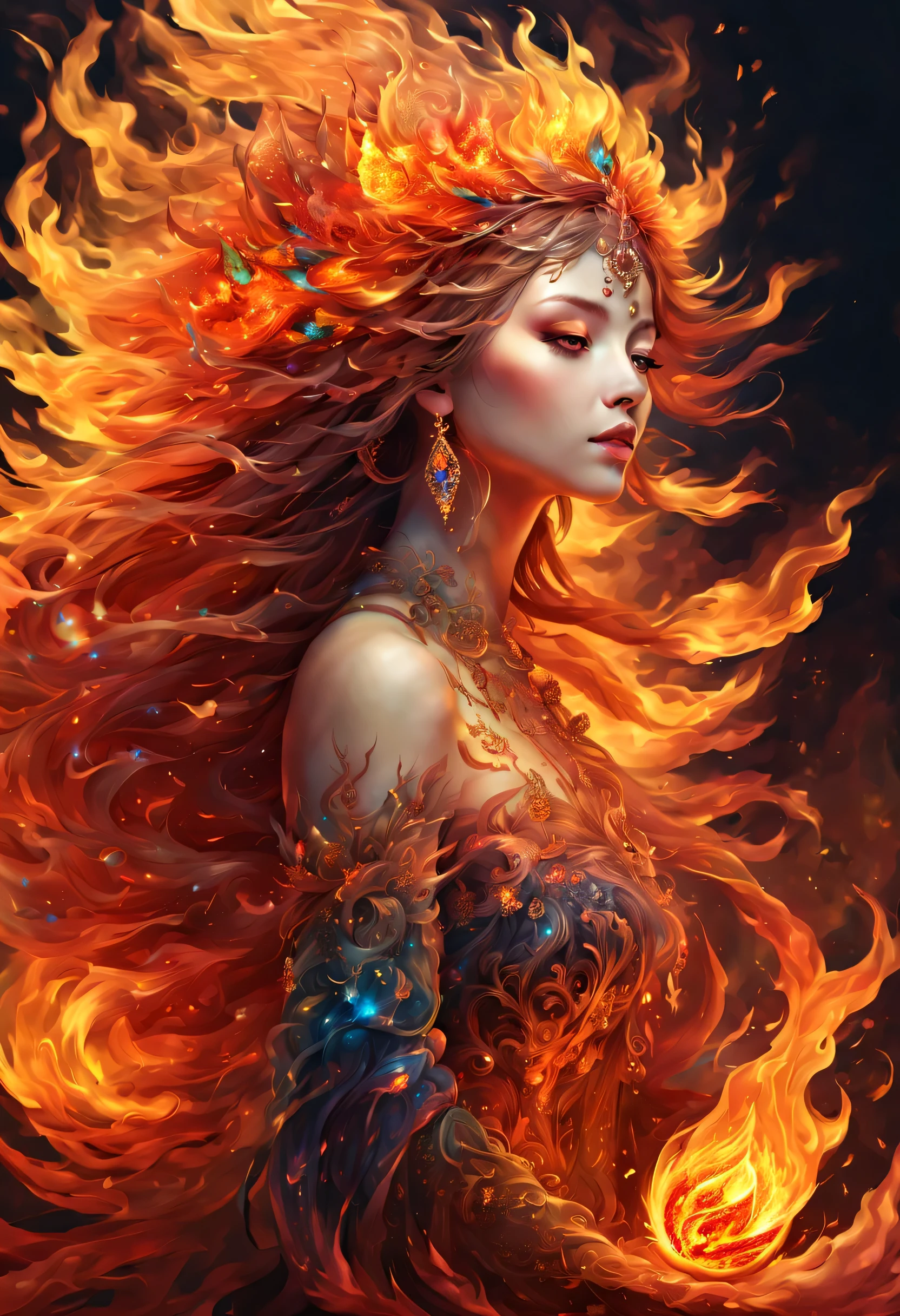 (masterpiece, highest quality:1.2),,fire,fire災の影響,fire crystal,jewelry,fantasy,nice,dynamic composition,be familiar with,