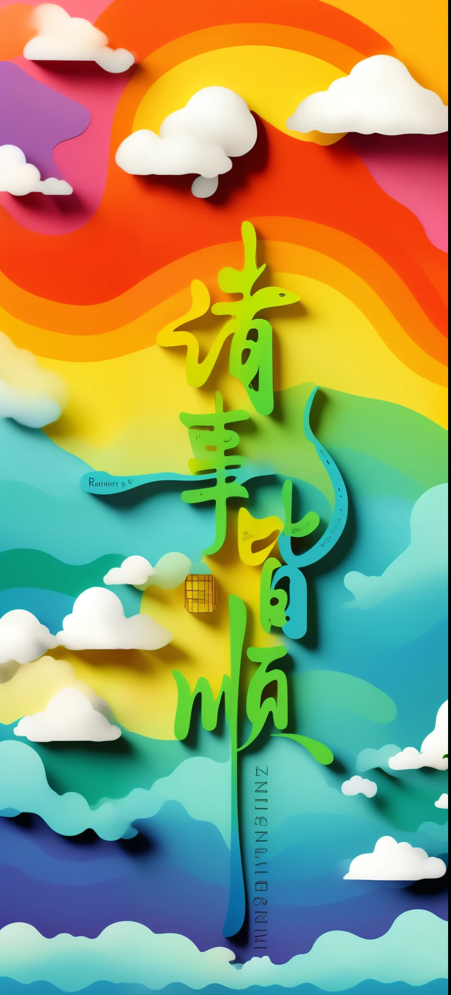art illustration,rainbow,trees,colorful, rainbow, small , Contrasting colors, in the spring landscape, icon design, Rozmin trip, vector art