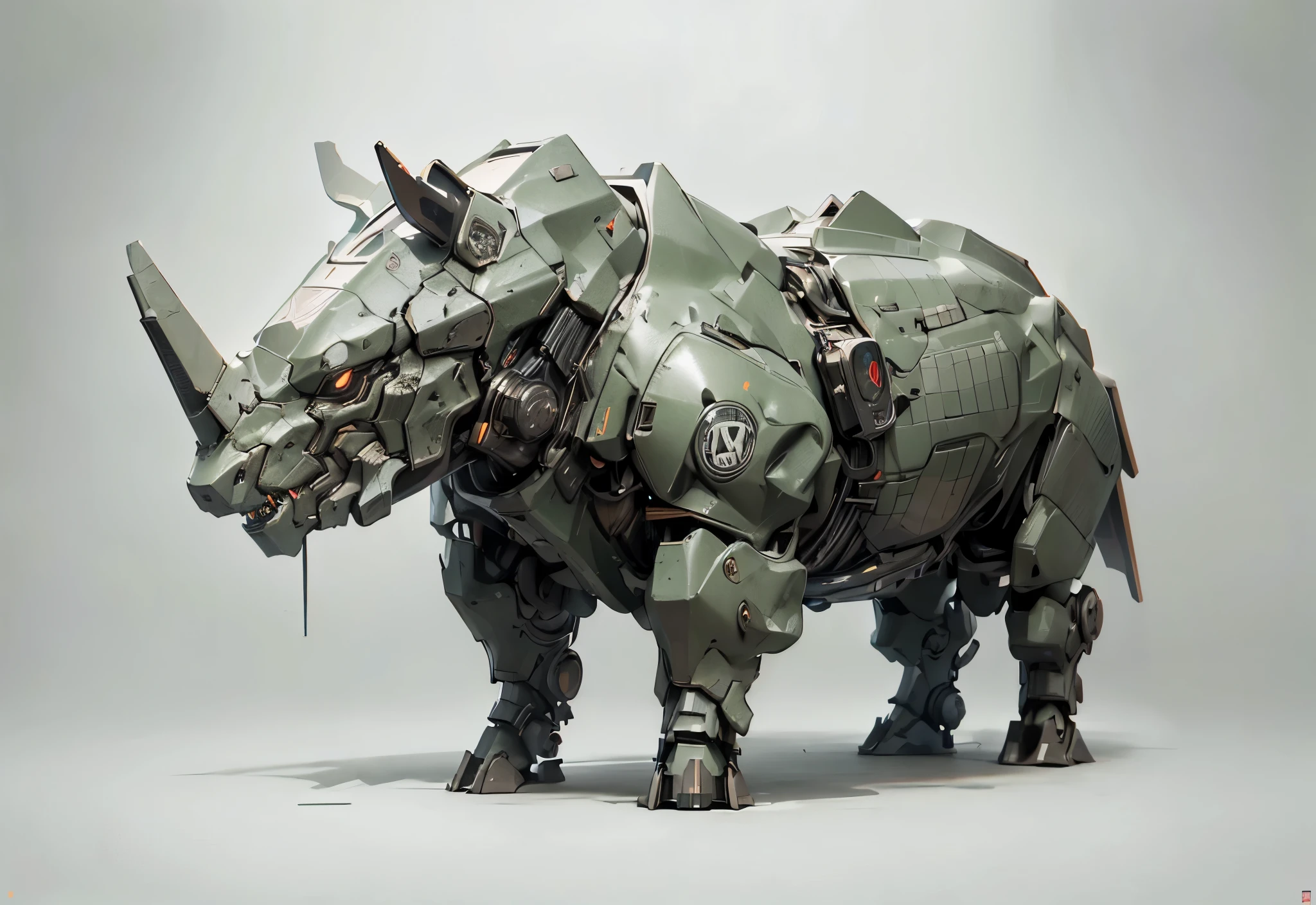 cyberpunk, Mechanical rhino,glowing neon light, ( global illumination, Ray tracing, human development report, Unreal rendering,Reasonable design, high detail, masterpiece, best quality, ultra high definition, Beijing_Zagu_Mecha