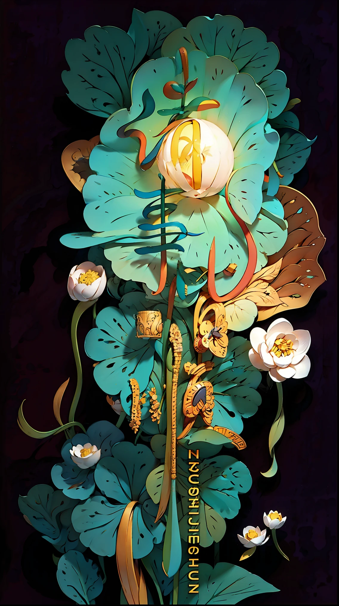 Intricate illustrations in paper art style，Lotus pond moonlight，Render in 3D，And draw inspiration from postmodern art, As a play by the Guggenheim,best quality，realistically，realistically，Super fine，It has highly detailed carvings ,