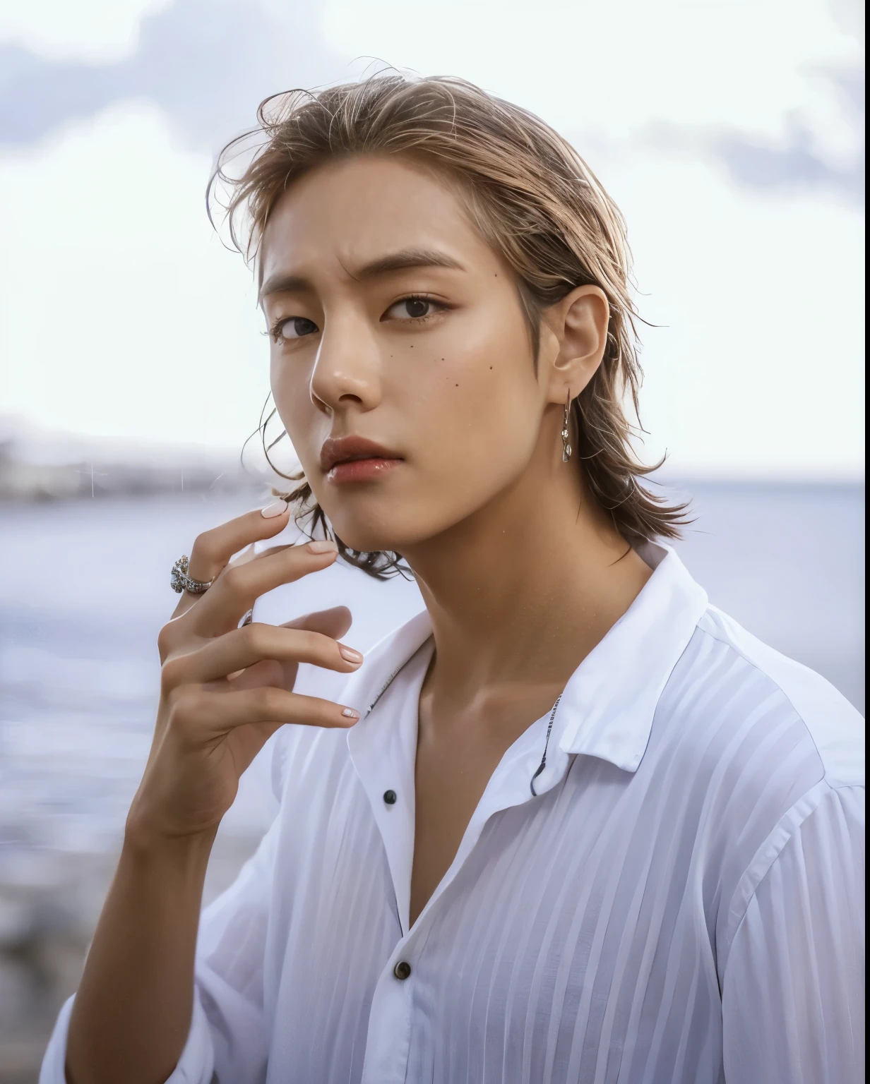 Taehyung from bts face, fotorrealista, ultrahd, 8K 