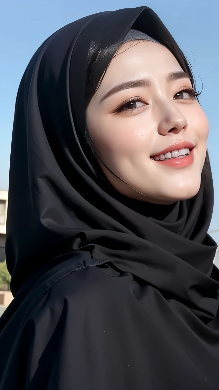 ((Best quality, 8k, Masterpiece :1.37)), (wear hijab girls), girls wear hijab, (girls wearing hijab moslem), beautiful face, face bukkake, 18 years old girls, hair black, ultra detailed face, ultra detailed body, slim body, lips smile, Beautiful detailed eyes, eyes korean, detailed nose, Natural Lip, ((Lips Smile)), face smile, Wear hijab moslem, fancy jubba thobbe, (photo full body), view of the blue sky, Slim Body, realistic face, backround people hijab , (full body photo)