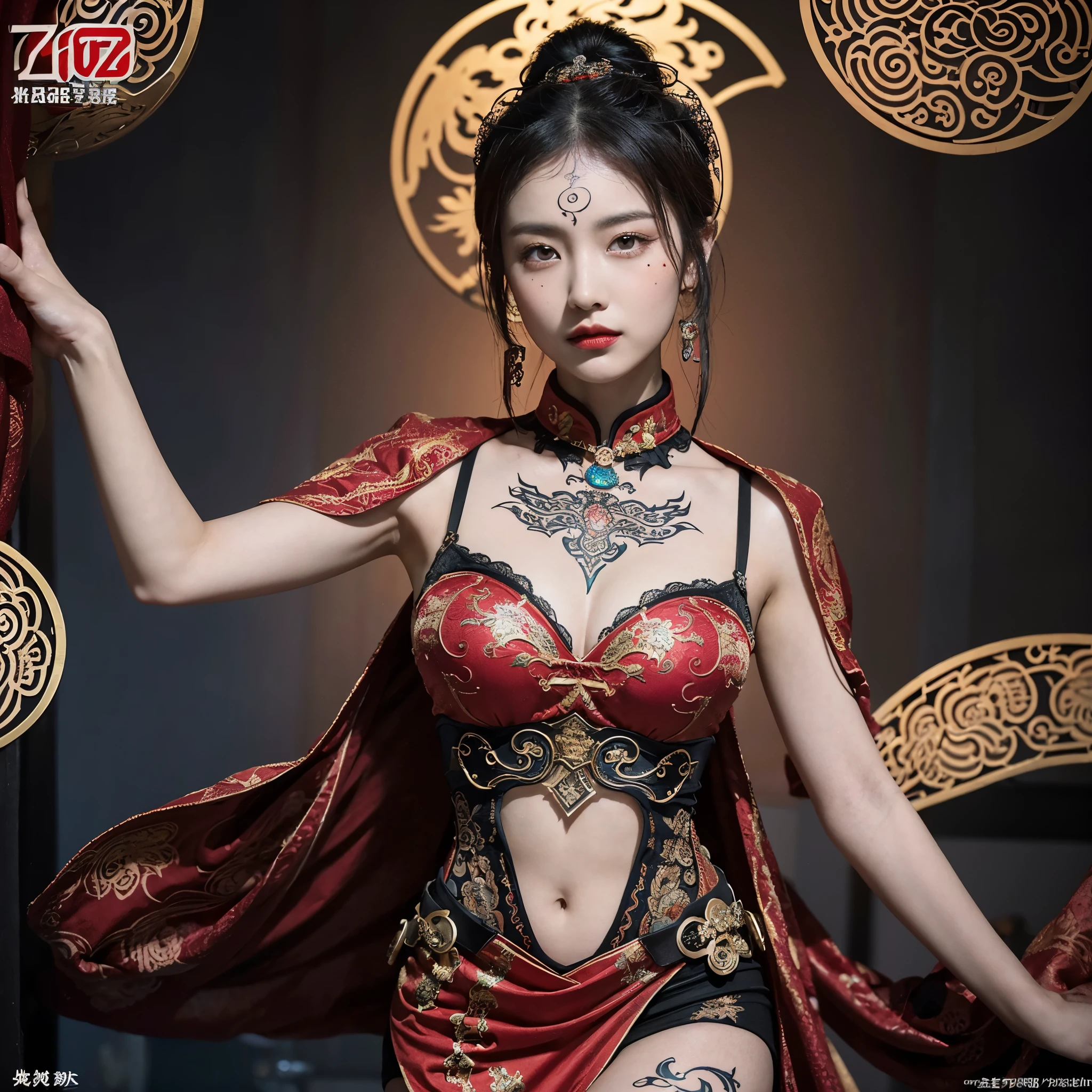 Sculpture design,Figures,GK model,female people,(The whole body of the character),Expose muscles,(sexy for),(Exquisite base),Wu Yifan,The color is bright,Rich in color,beautiful cybernetic girl looking at camera lingerie detailed muscular reality masterpiece,musculous,