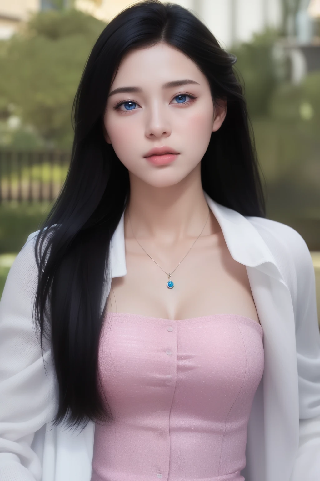 Beautiful big breastokeh), indoors, detailed luxury living room, gentle and charming beautiful goddess, Korean(kpop-idol), solo, necklace, oval face, double eyelids, smart, good hands, good feet, Natural, (from below angle), (glossy skin:1.05), ((low angle)), Perfect figure, (64k, UHD, RAW photo, best quality, masterpiece:1.4), (realistic, photo-realistic:1.37), ultra high res, photon mapping, radiosity, physically-based rendering, professional soft lighting, blue eyes, purpel hair