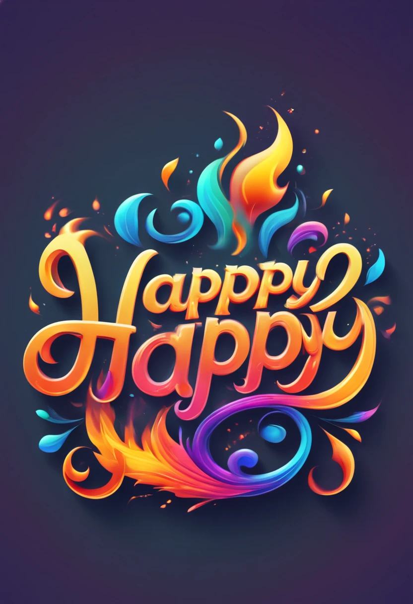 text "happy", logo "happy", creative Font Design, typeface, Script, draw letters with flame, dynamic, rich colors, Gradation, (best quality, masterpiece, Representative work, official art, Professional, Ultra high detail, 8k)