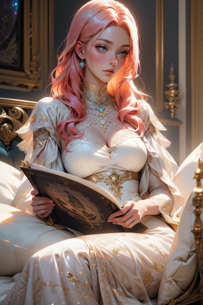 {-erro_de_anatomia:1.0}(best quality,4k,8k,highres,masterpiece:1.2), ultra-detailed, (realistic,photorealistic,photo-realistic:1.37), mature milf, illyasviel von einzbern, redhead hair, full body, vibrant colors, glowing skin, mesmerizing eyes, elegant pose, enchanting background, delicate lace dress, surreal lighting, ethereal atmosphere, mystical aura, intricate details, artistic medium, digital illustration, fantasy, anime, reading, writing, walking, laying down