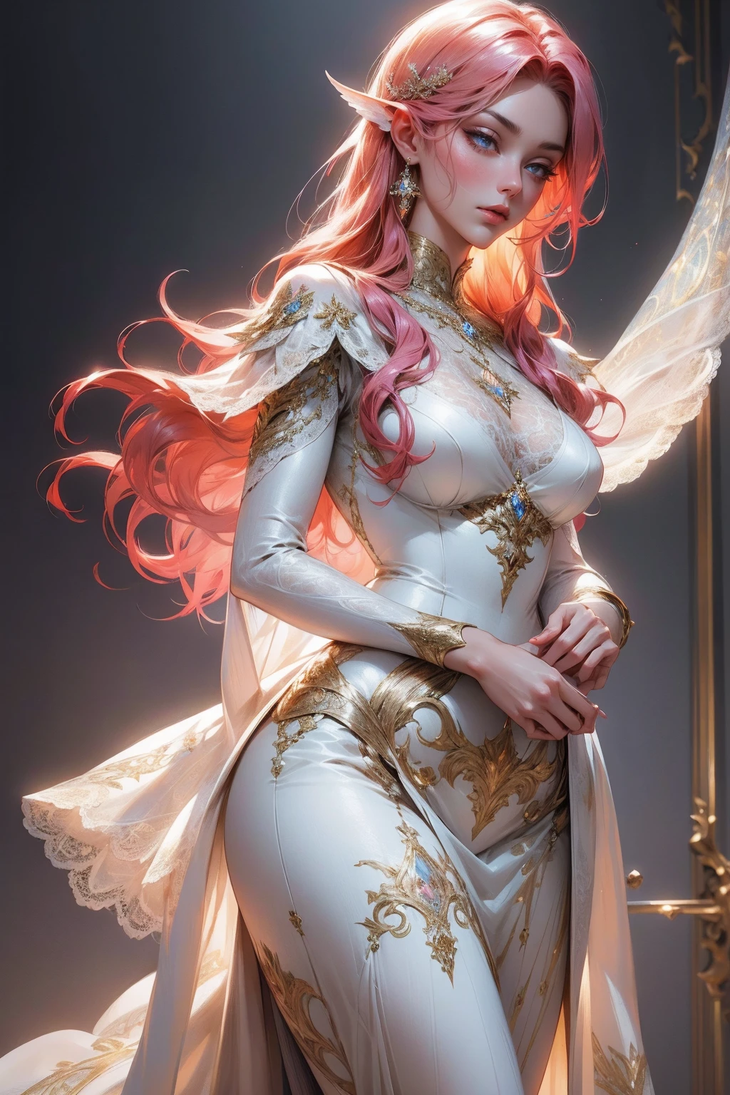 {-erro_de_anatomia:1.0}(best quality,4k,8k,highres,masterpiece:1.2), ultra-detailed, (realistic,photorealistic,photo-realistic:1.37), mature milf, illyasviel von einzbern, redhead hair, full body, vibrant colors, glowing skin, mesmerizing eyes, elegant pose, enchanting background, delicate lace dress, surreal lighting, ethereal atmosphere, mystical aura, intricate details, artistic medium, digital illustration, fantasy, anime, reading, writing, walking, laying down