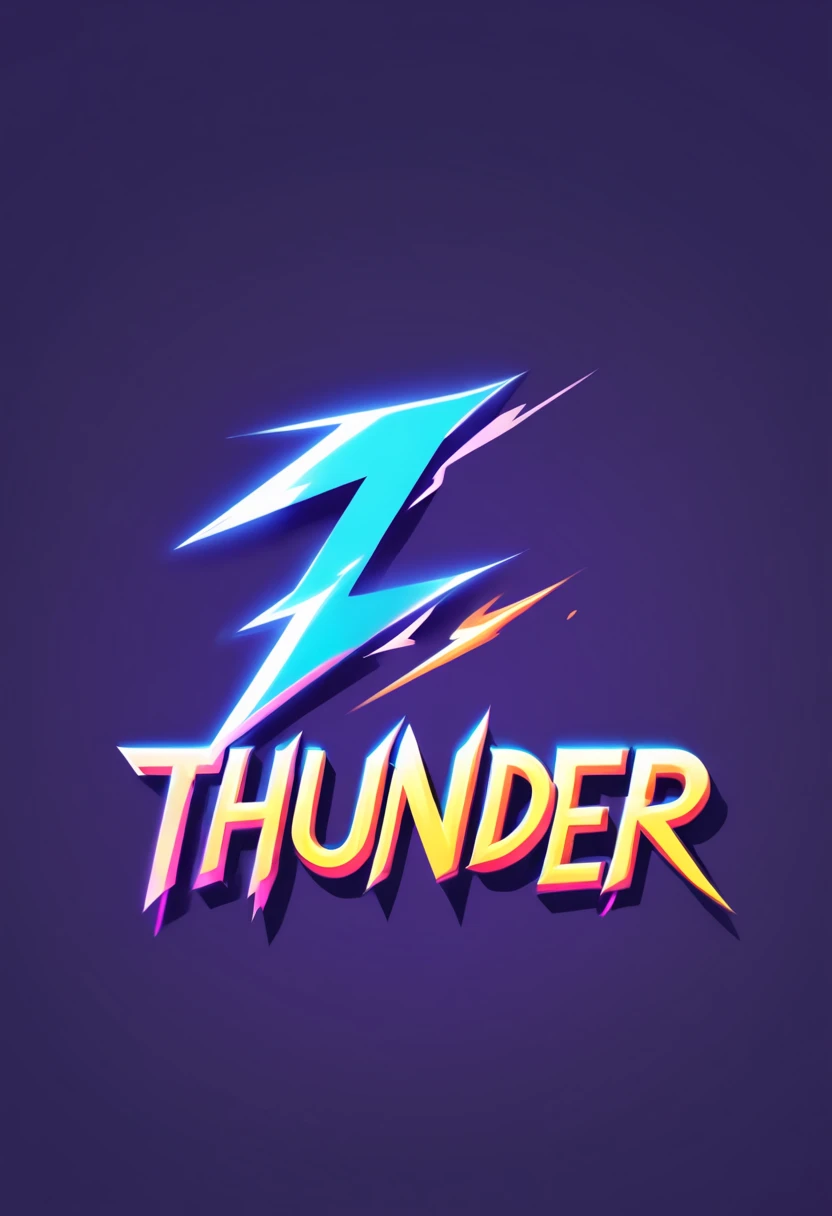 logo text sign that says the word "thunder art", creative Font Design, typeface, spirit of electricity, Message card design, draw letters with electricity, dynamic, rich colors, Gradation