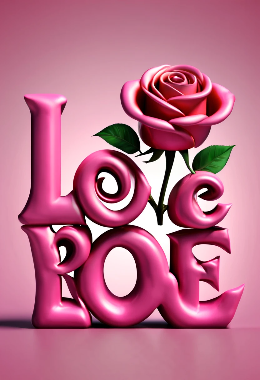 logo text sign that says the word "love rose", creative Font Design, typeface, spirit of rose, rose theme, (best quality, masterpiece, Representative work, official art, Professional, Ultra high detail, 8k:1.3)