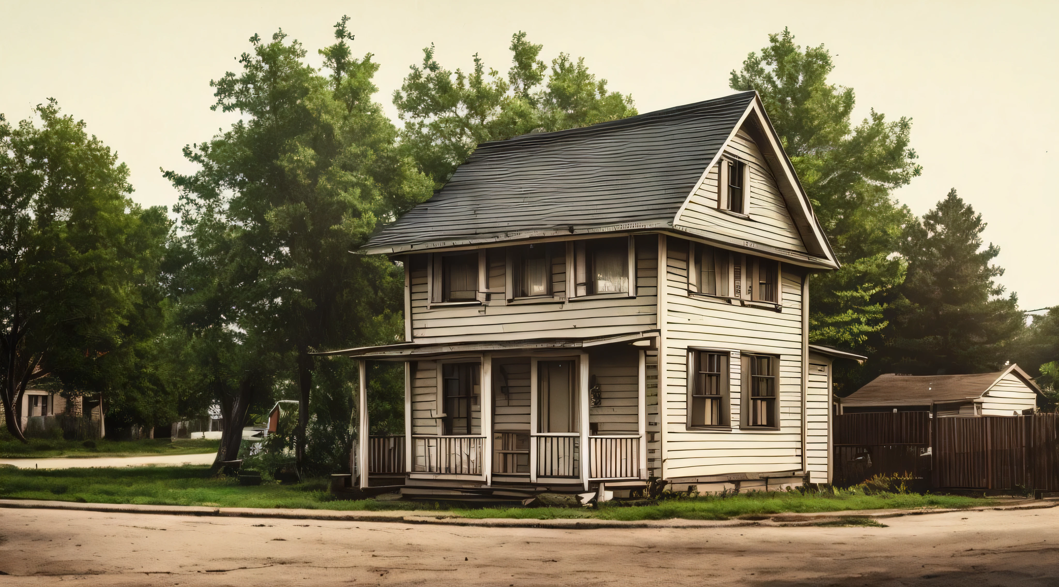 old very small house in an american neiberhood