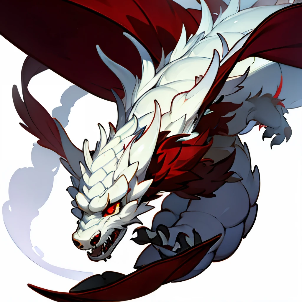 Japanese dragon, full width, beautiful red with black details, black background